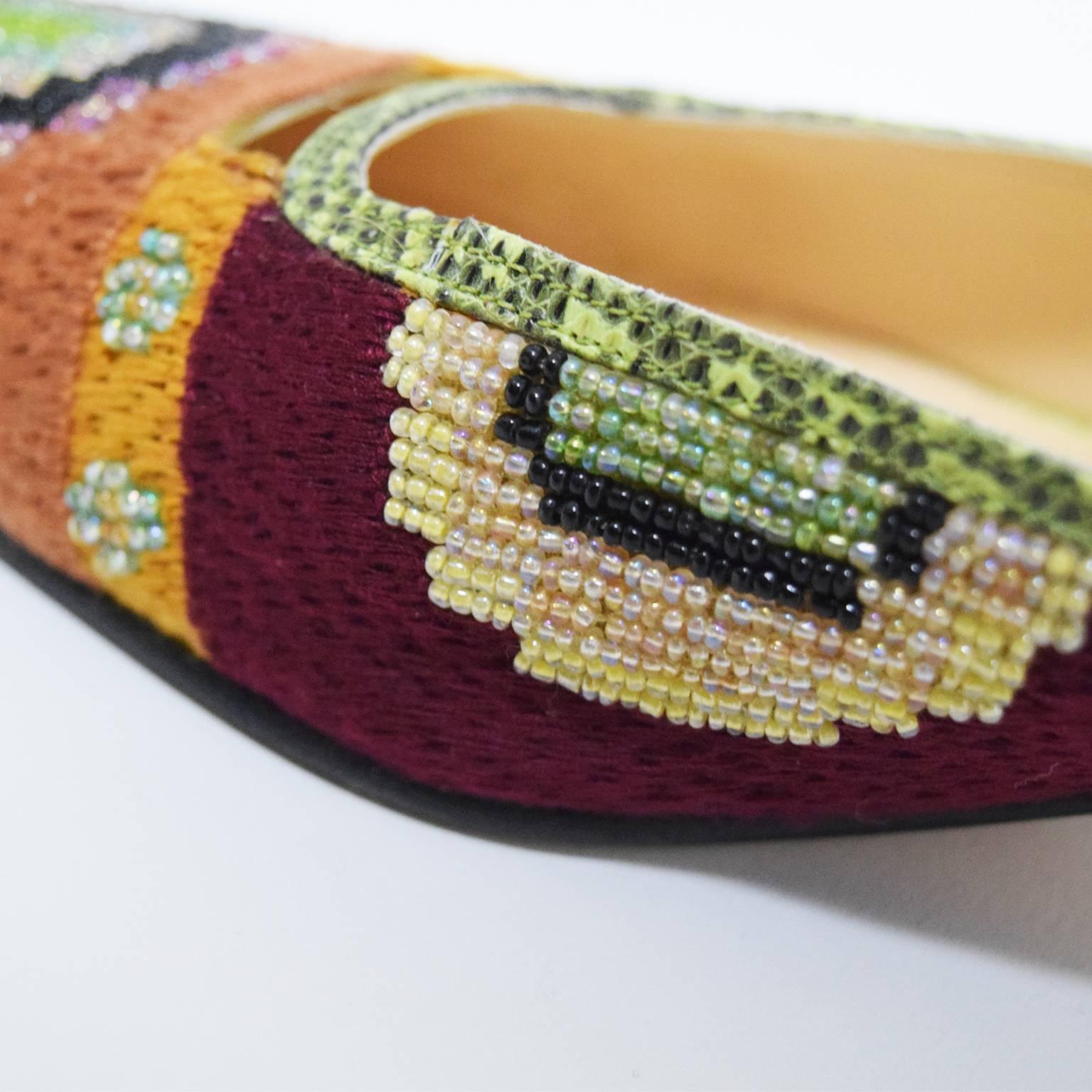 Fendi Beaded Fabricated Mules For Sale 1