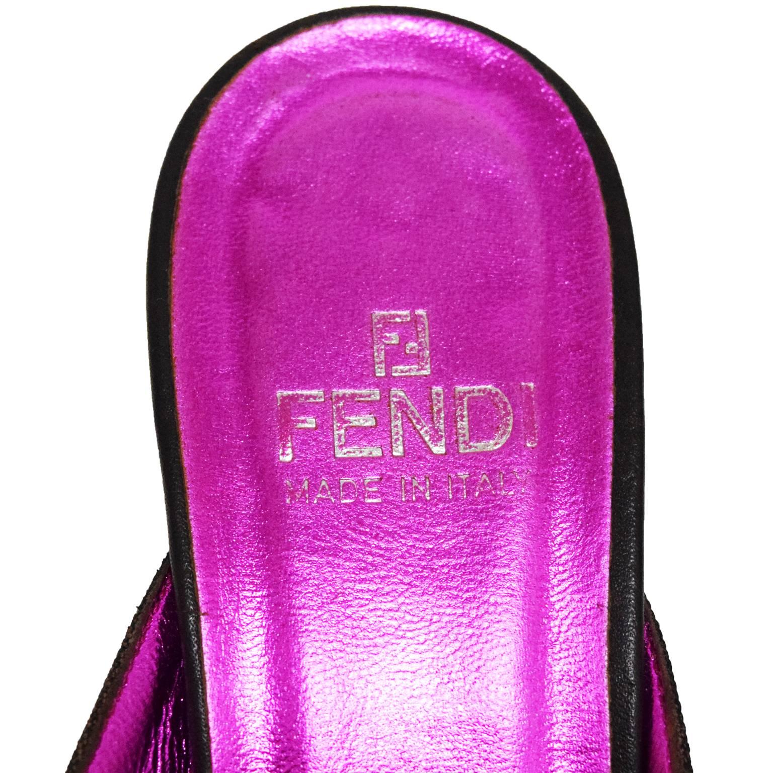 Women's Fendi Zucca Print Glass Beaded Mule For Sale