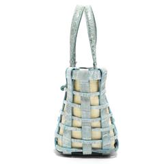 Nancy Gonzalez Seafoam Mini Croc Woven Tote