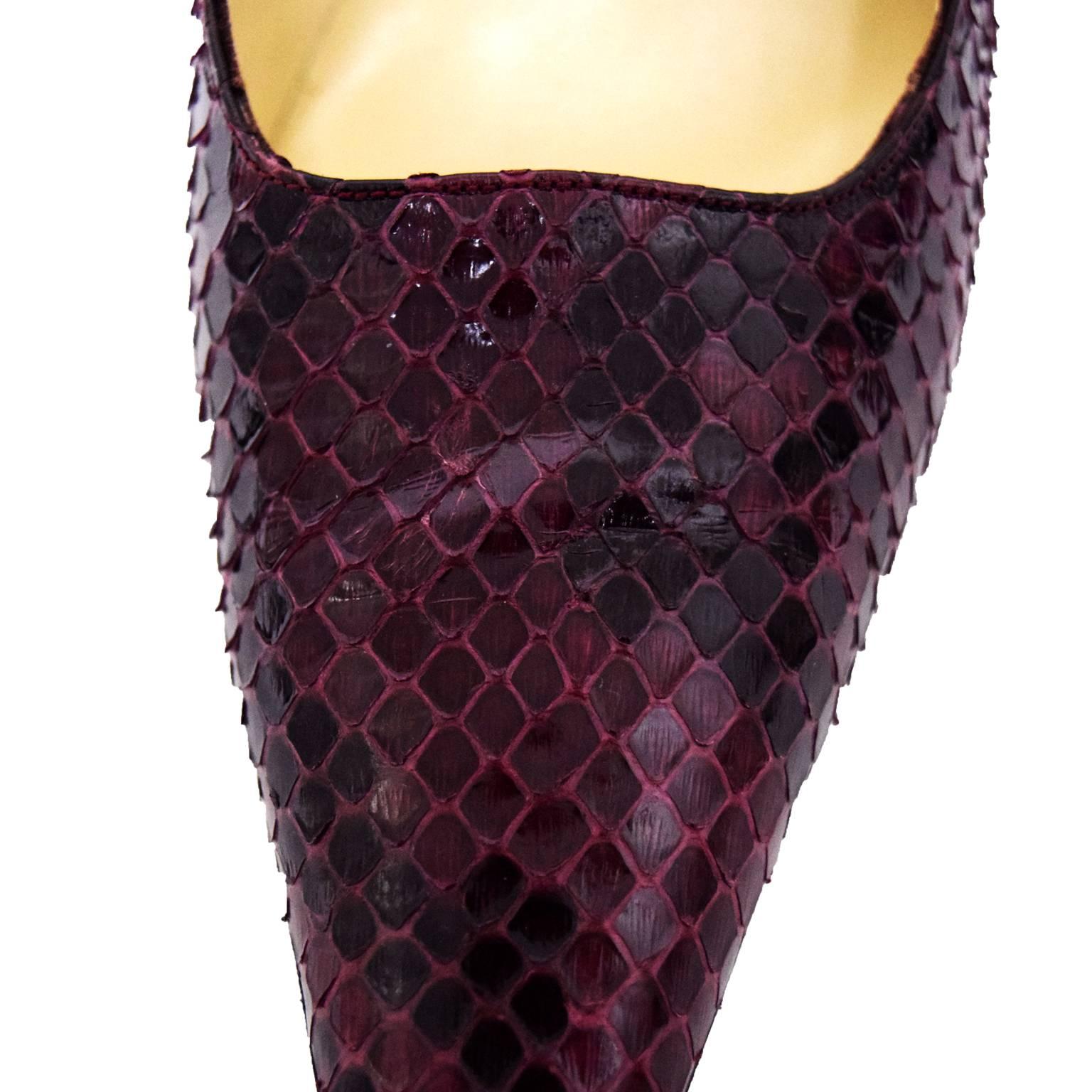 Chanel Oxblood Snakeskin Textured Pump For Sale 1