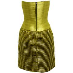 Oscar de la Renta chartreuse Babydoll Cocktail Evening Dress