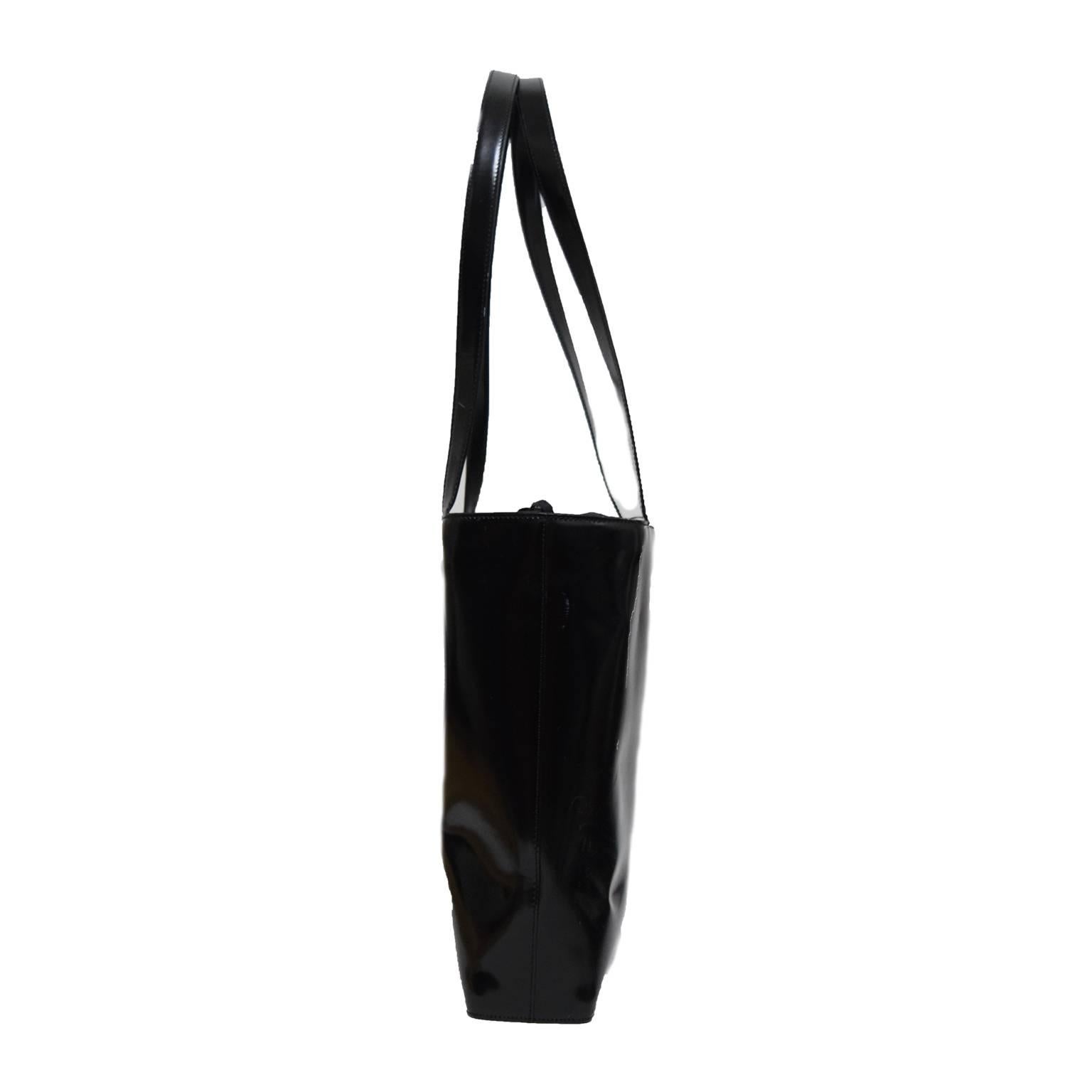 Black Moschino Heart Patent Leather Tote  For Sale