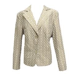 Akris Beige Ivory Eyelet Two-piece Skirt Suit