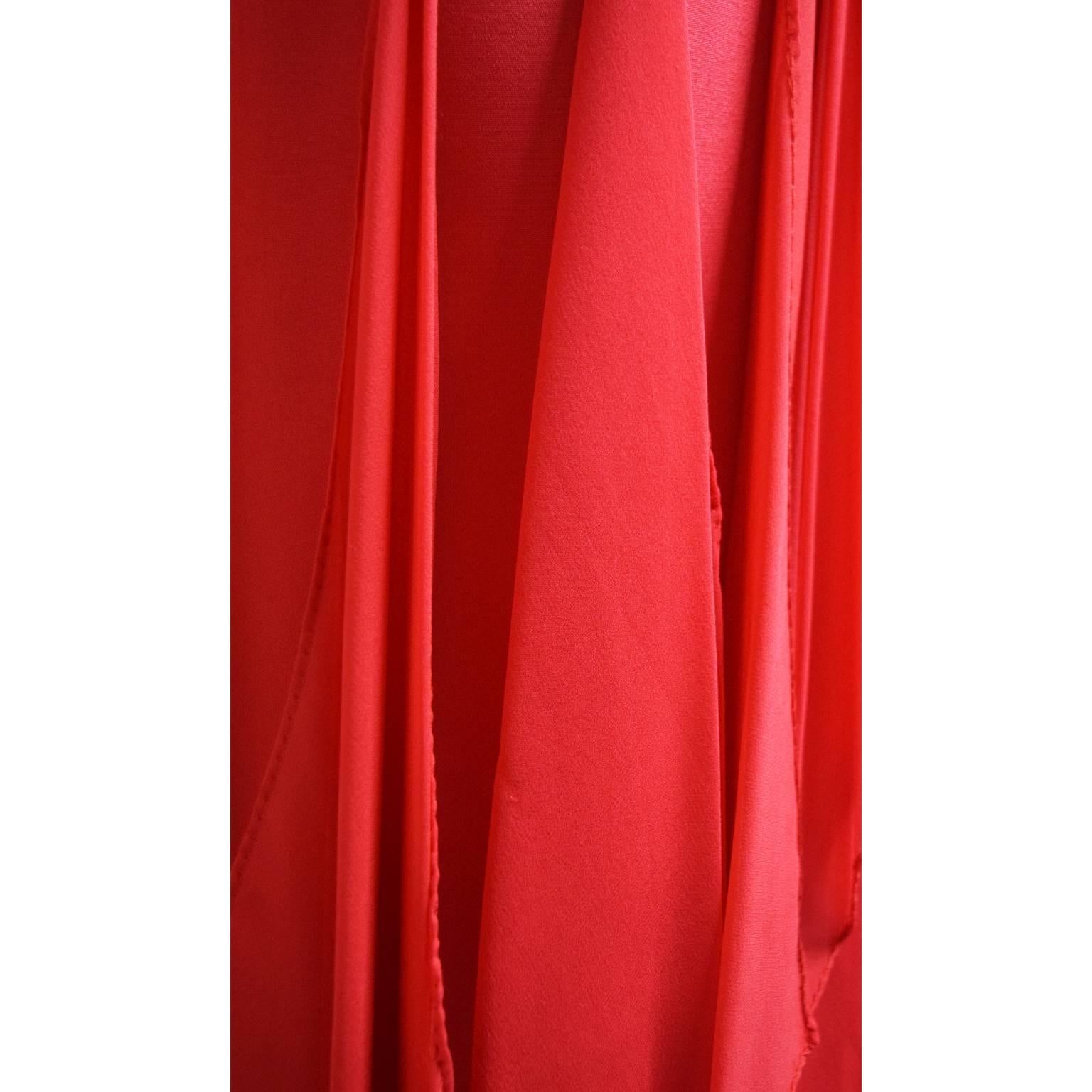 Bill Blass Silk Red Handkerchief Dress For Sale 1