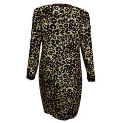 Bill Bass Leopard Silk Shift Dress