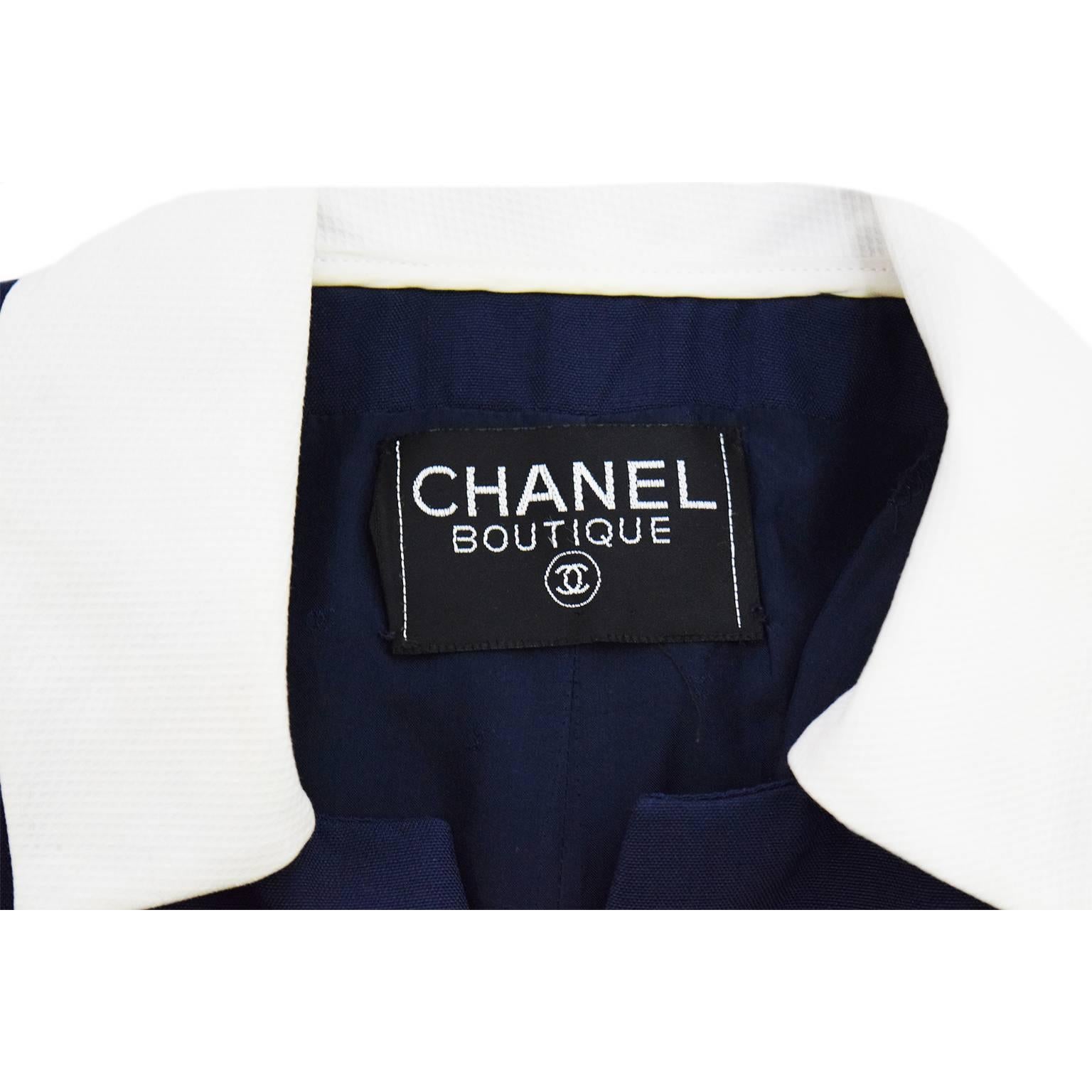 Black Chanel Button Up Nautical Jacket For Sale