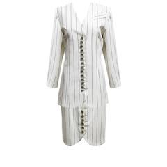 Cibi Black and Ivory Pinstriped Skirt Suit 