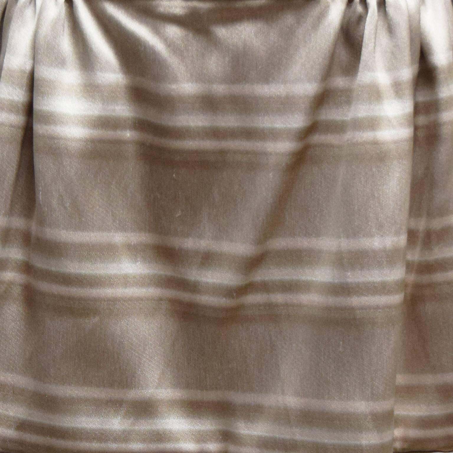 Bill Blass Satin Abstract Striped Beige Two Piece Skirt Ensemble For Sale 1