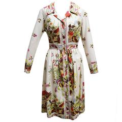 Shannon McLean Vintage Nature Printed Shirt Dress with Three-quarter sleeves 