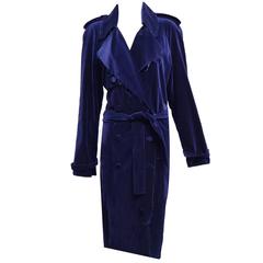 Lanvin Navy Velvet Double Breasted Trench Jacket