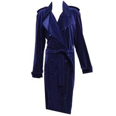 Lanvin Navy Velvet Double Breasted Trench Jacket 