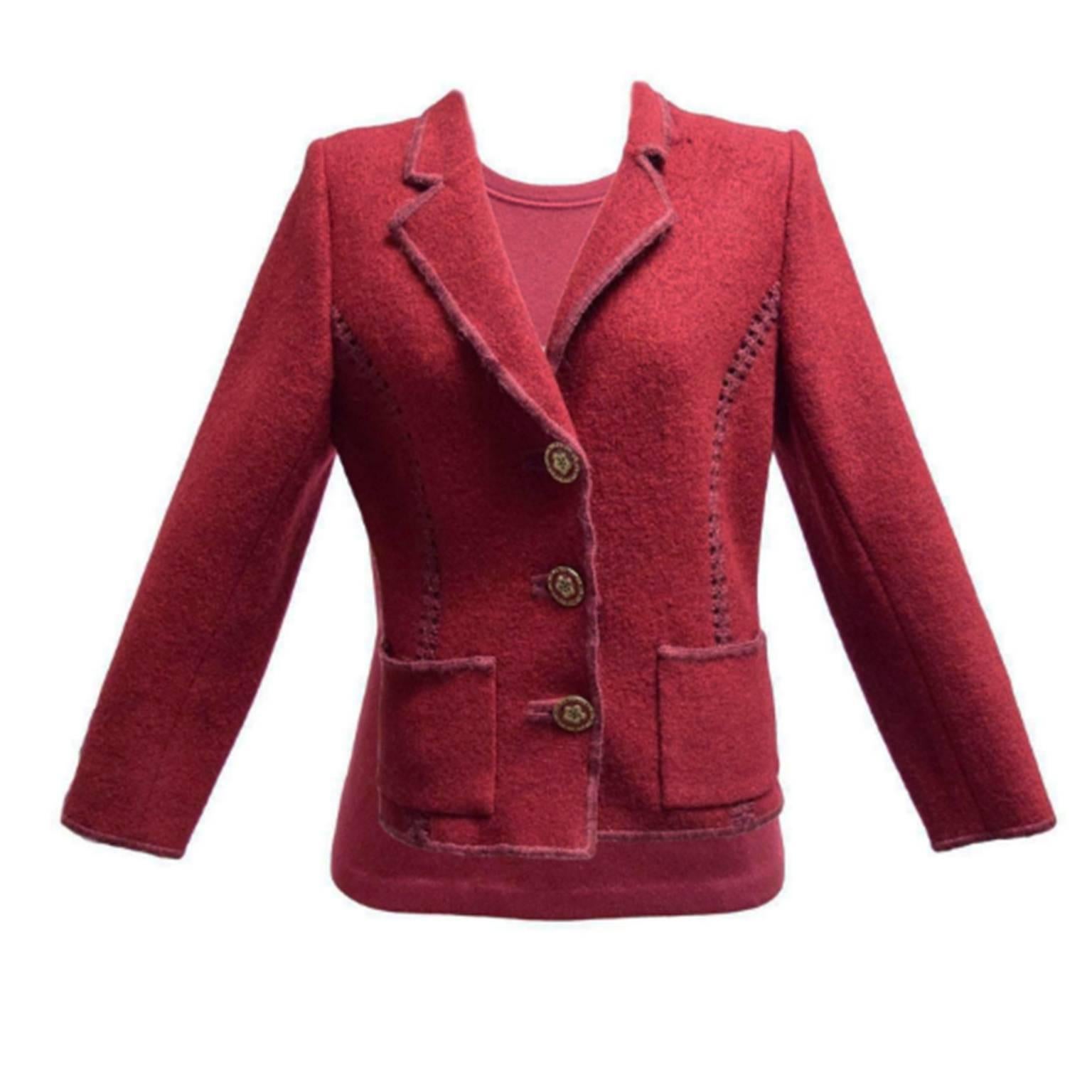 Oscar de la Renta Wool Jacket and Wool/Silk Blend Shell Ensemble  For Sale 4