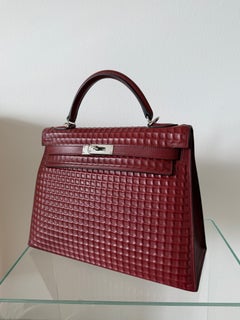 Hermès Kelly Waffle Sellier 32 Rouge H Evercalf Palladium Hardware