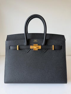 Hermès Birkin Sellier 25 Noir Epsom Gold Hardware