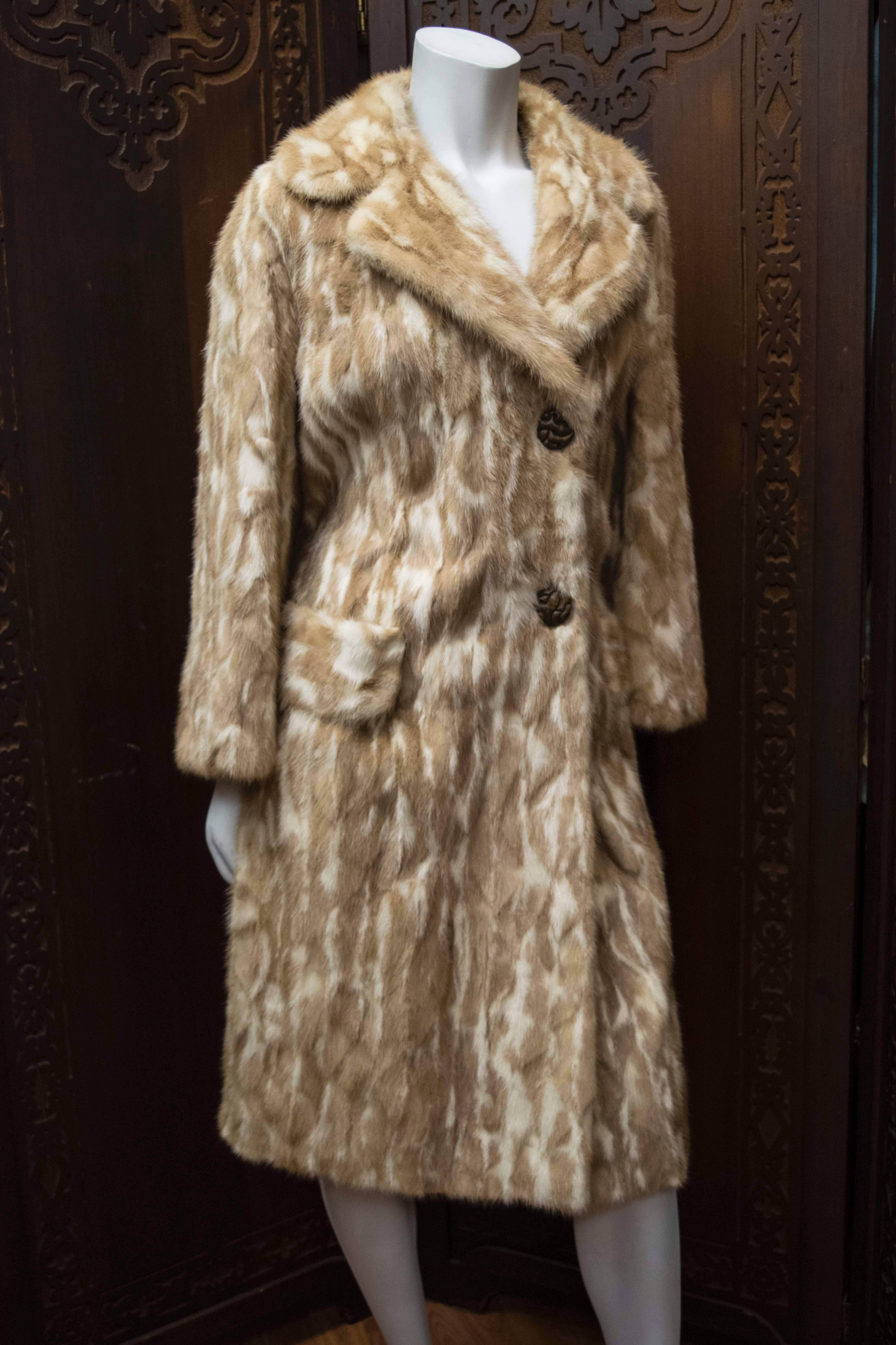 Two Tone Mink Fur Coat In Excellent Condition In San Francisco, CA
