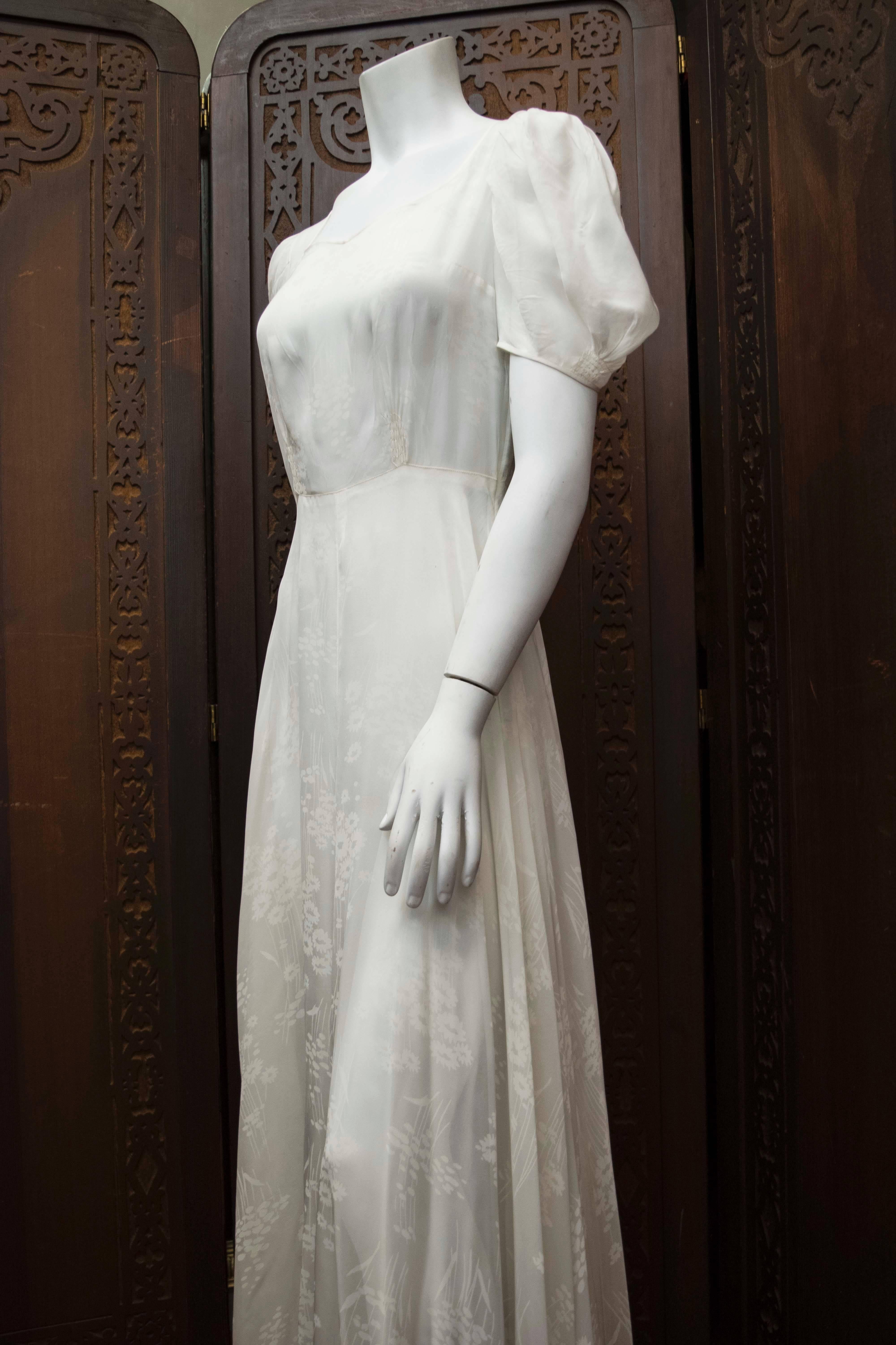 Gray 1930s White Silk Gown 