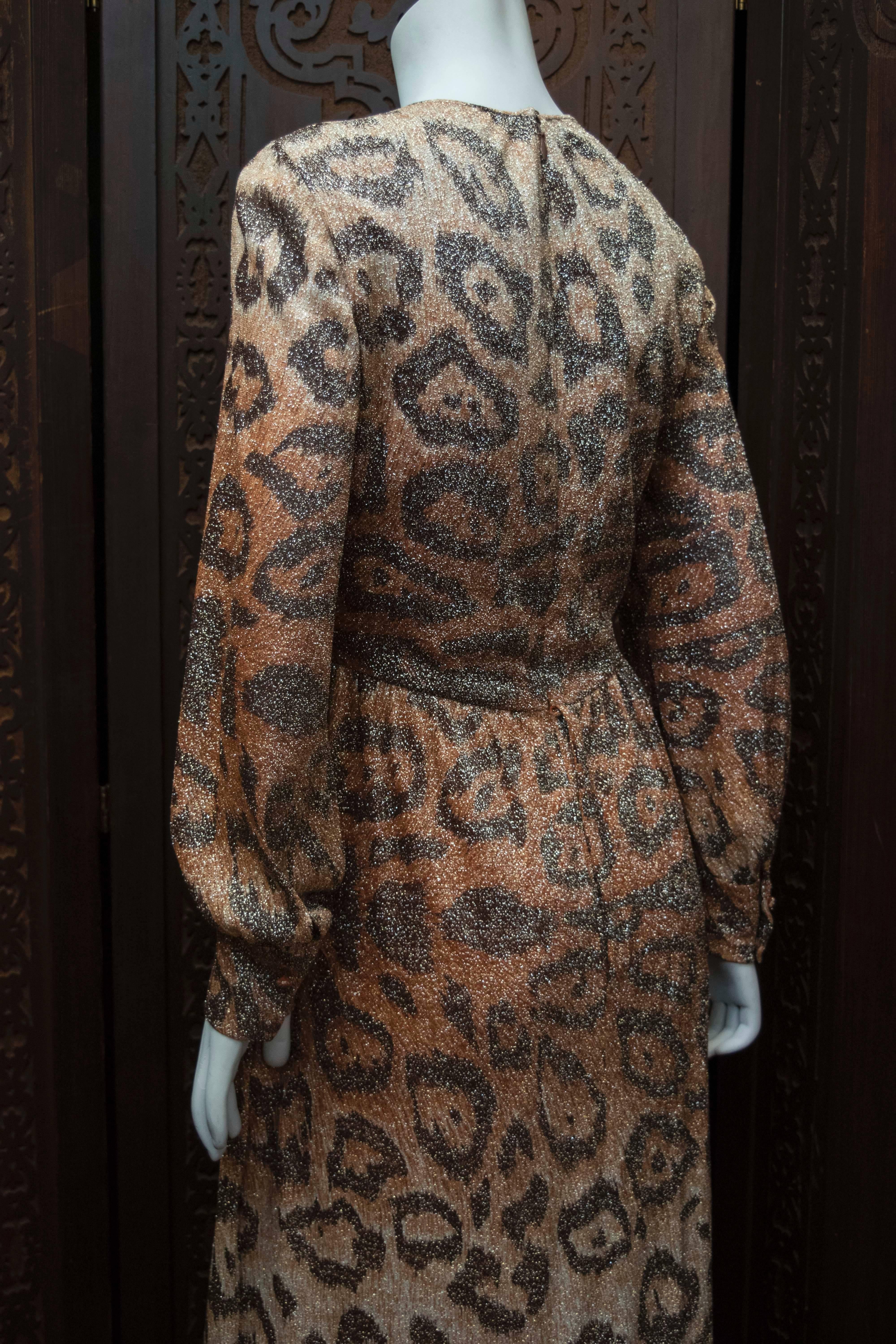 Brown Adele Simpson Sparkly Leopard Print Maxi Dress