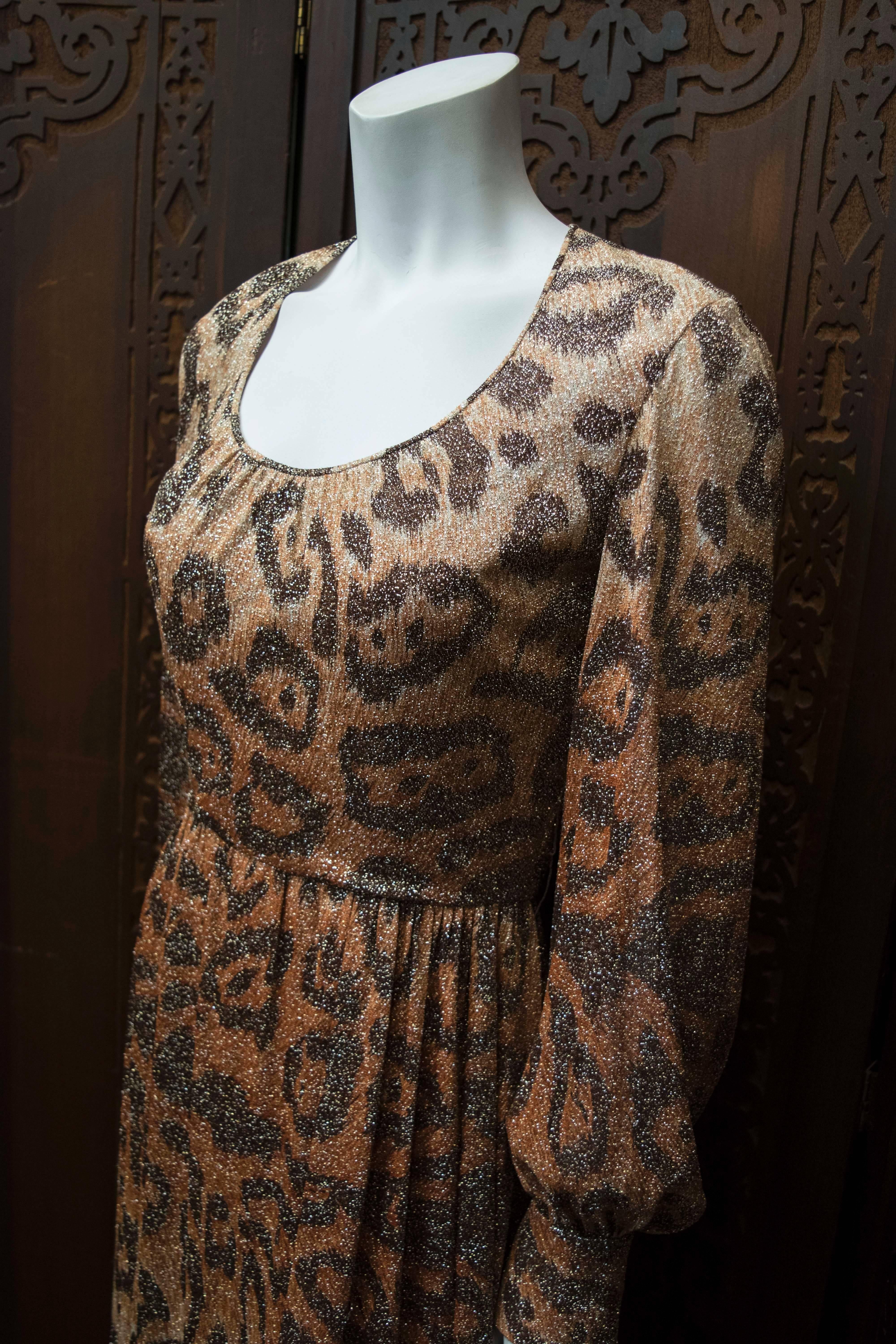 Women's or Men's Adele Simpson Sparkly Leopard Print Maxi Dress