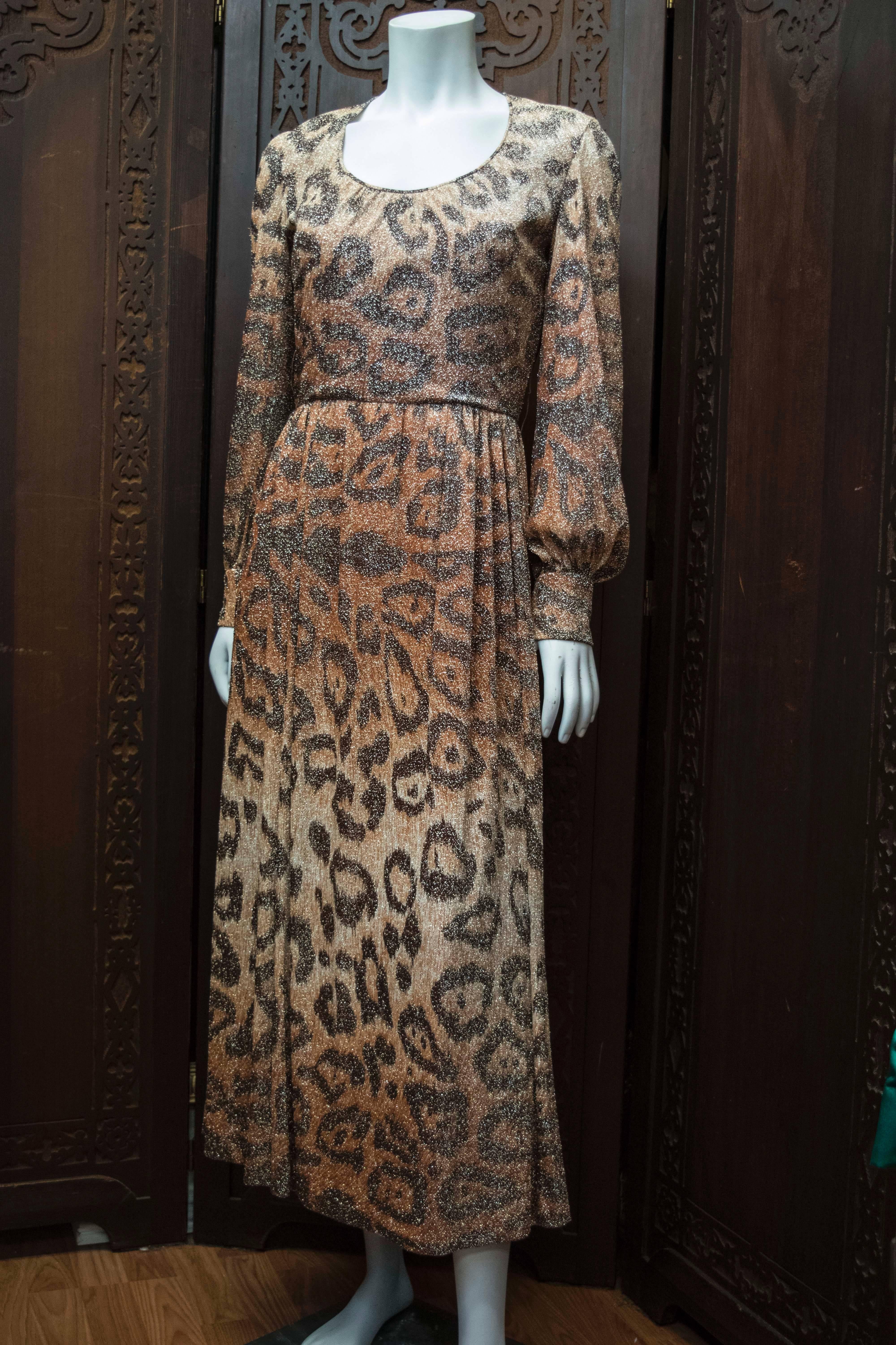 Adele Simpson Sparkly Leopard Print Maxi Dress 5
