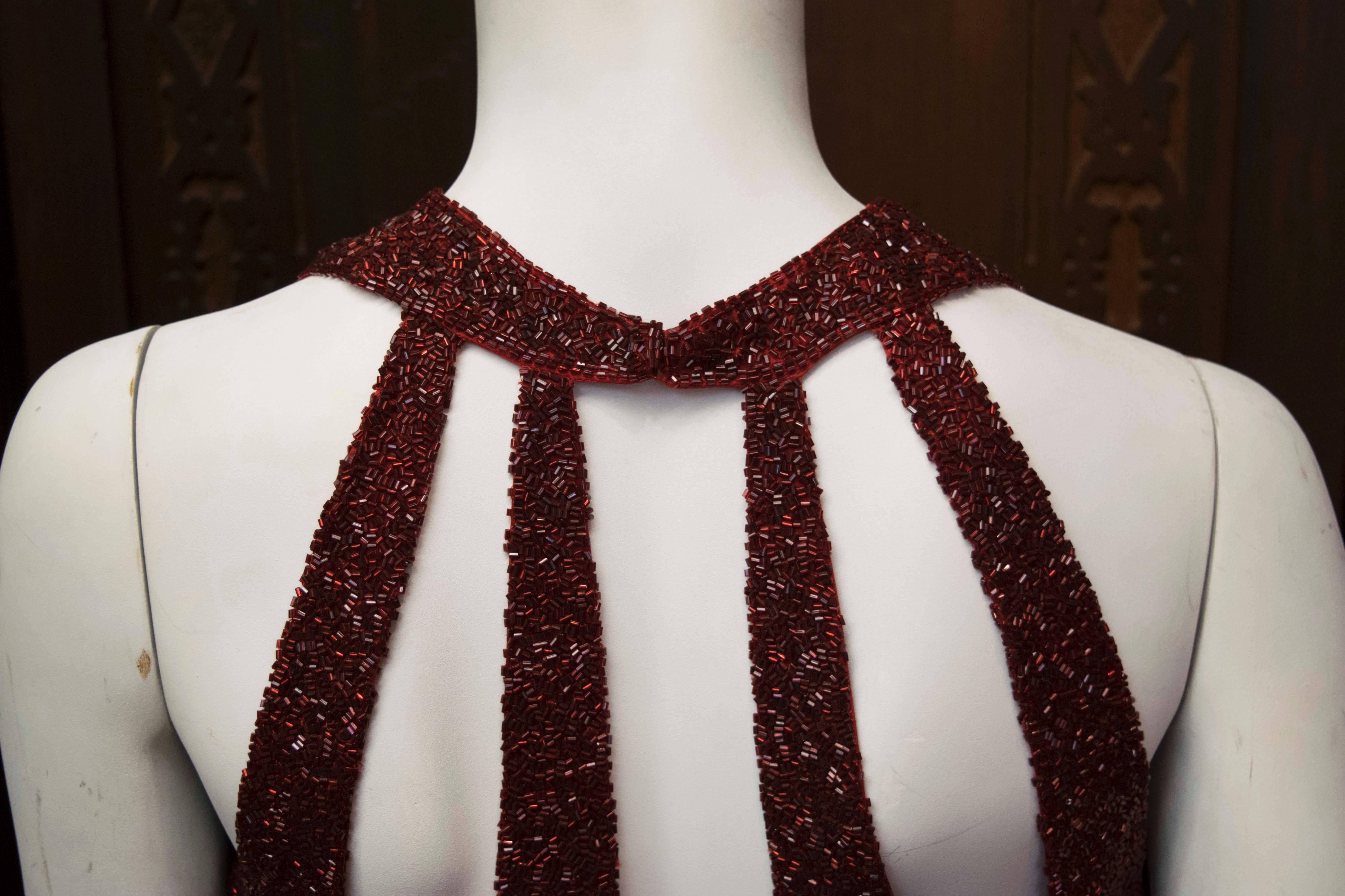 Lillie Rubin - Robe de cocktail en perles rouges des années 1950 Pour femmes en vente
