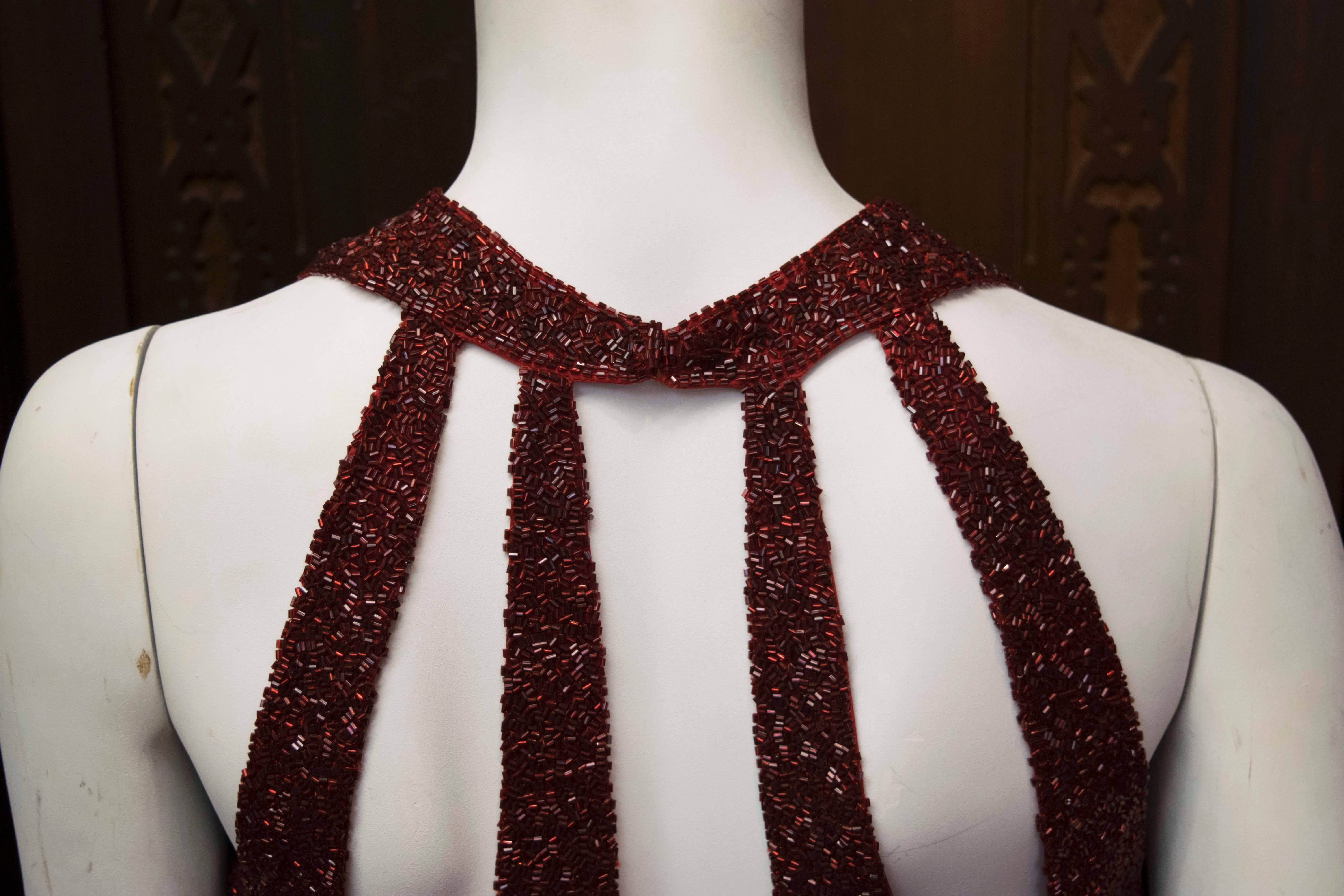 De las mujeres Vestido de cóctel con cuentas rojas Lillie Rubin de los años 50
