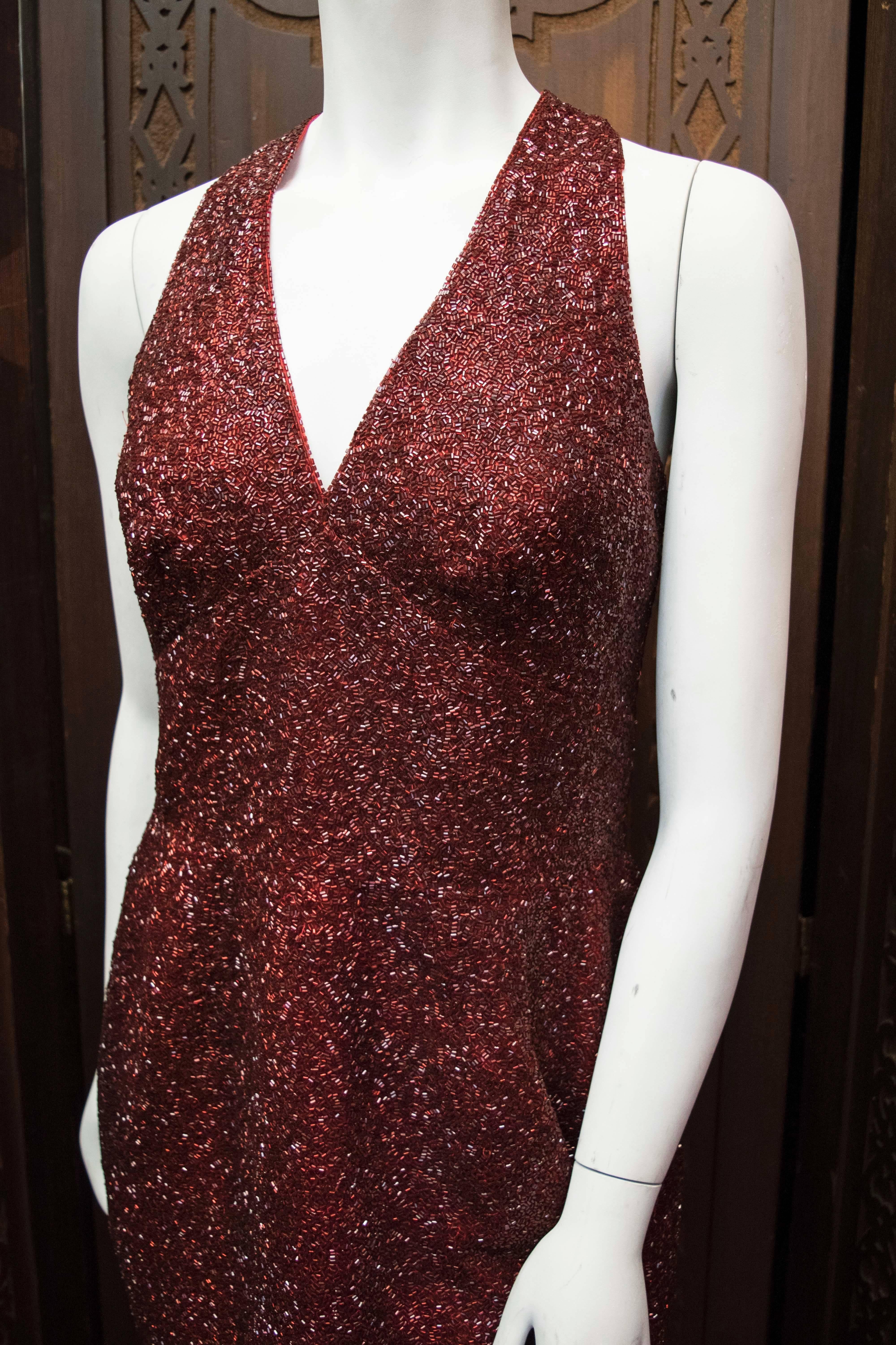 red beaded dress