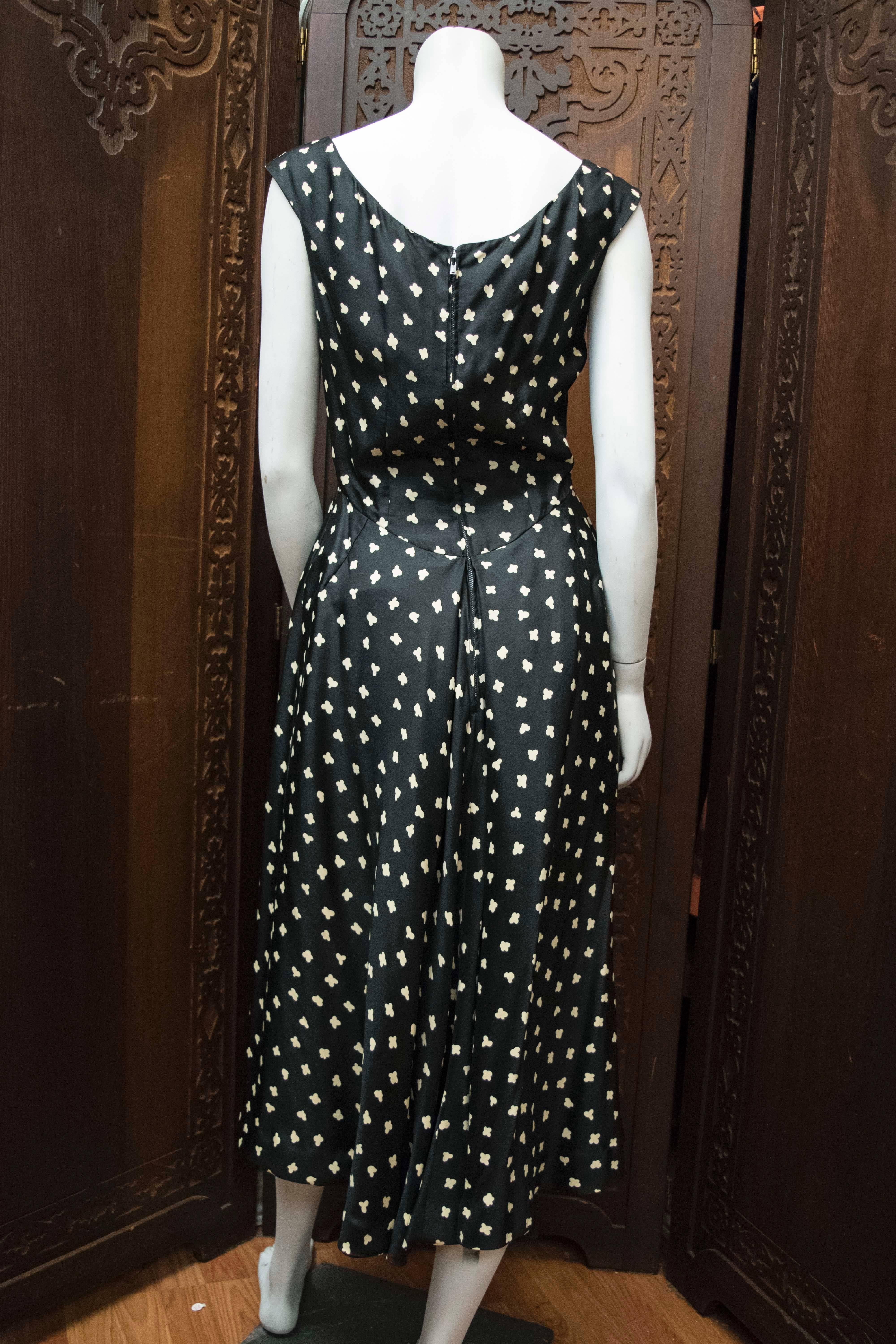 Black 1950s Popcorn Print Dress For Sale