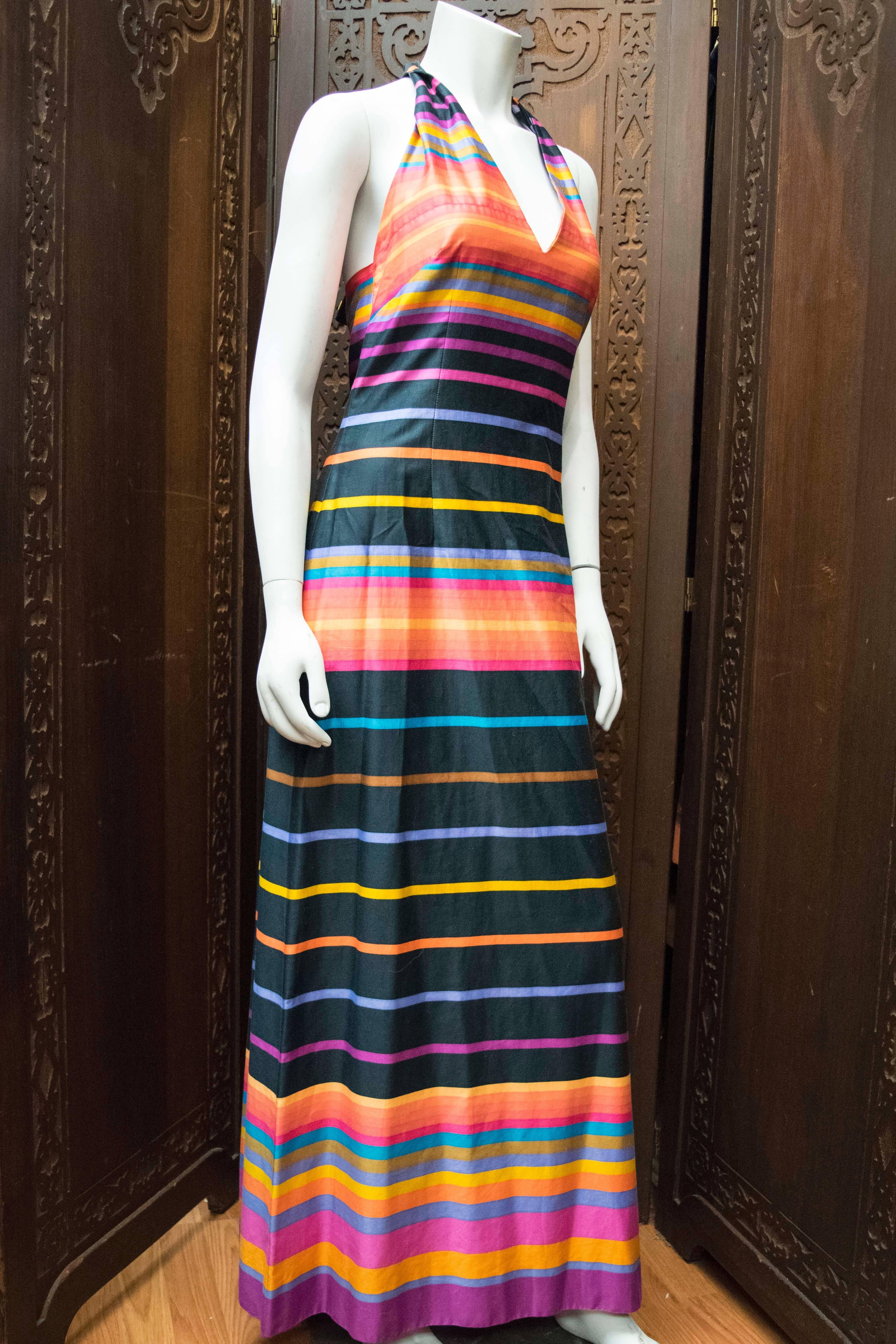 1970s Striped Maxi Dress In Excellent Condition For Sale In San Francisco, CA
