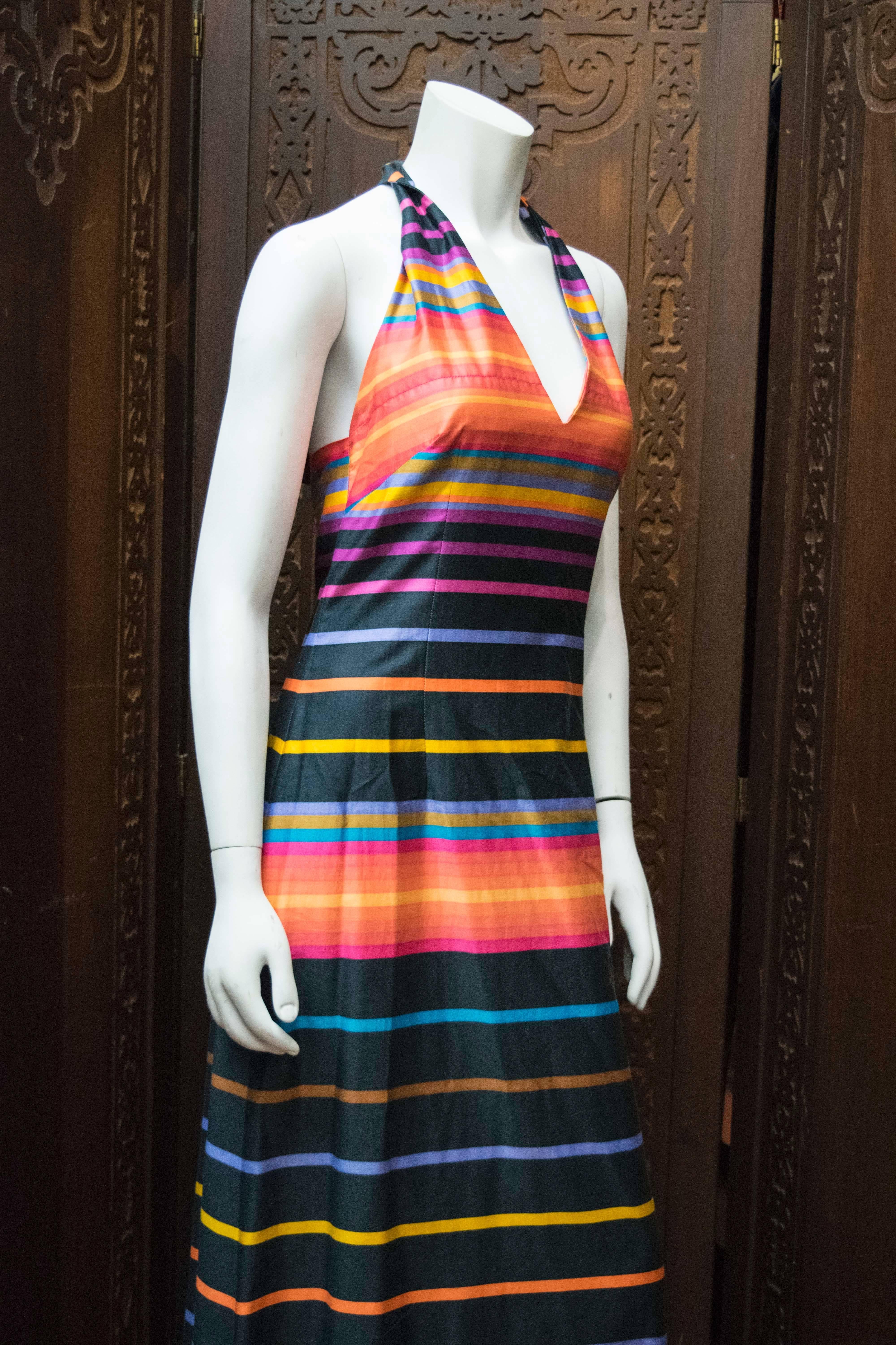 Women's 1970s Striped Maxi Dress For Sale