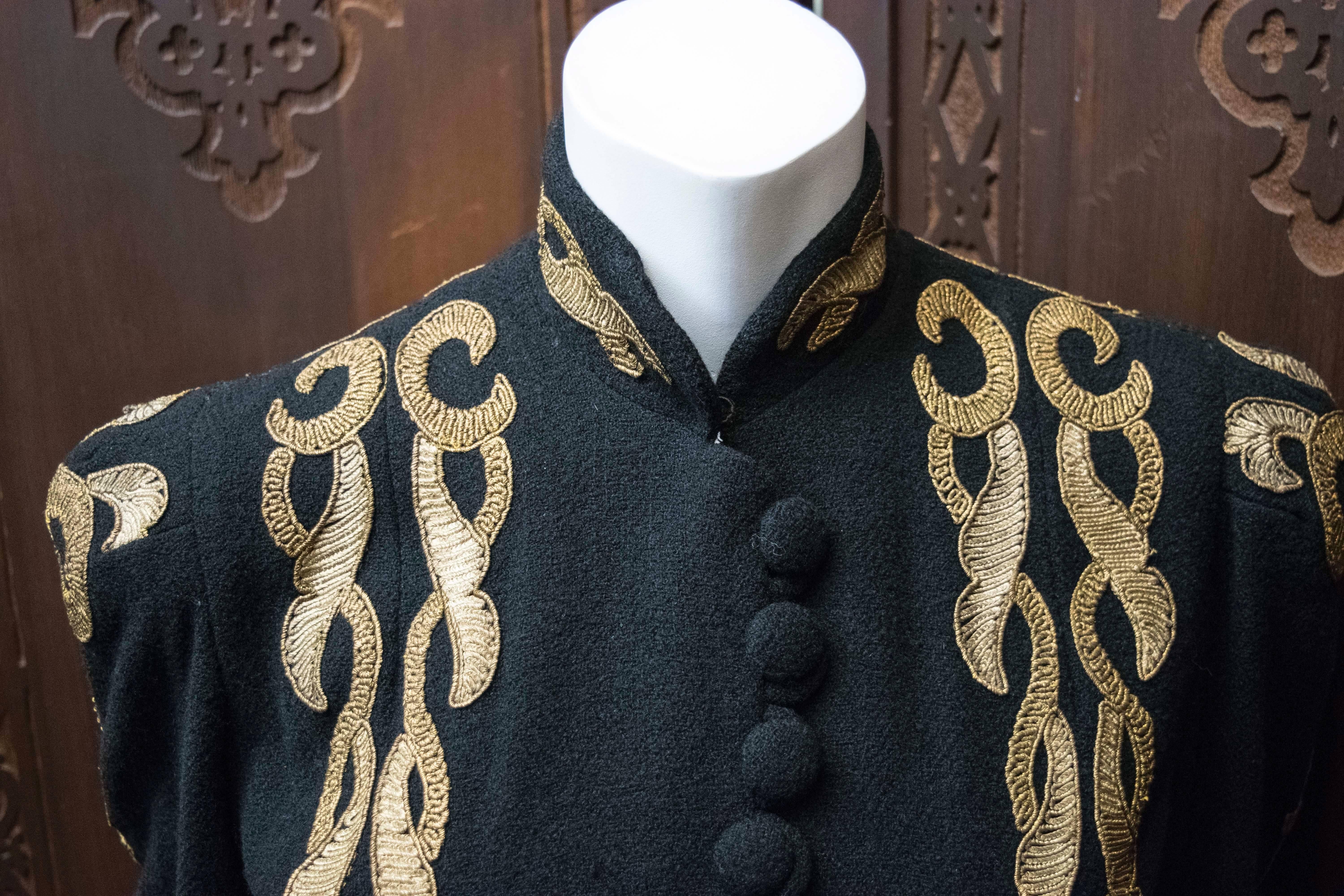 1940s Black and Brass Opera Coat  In Excellent Condition In San Francisco, CA