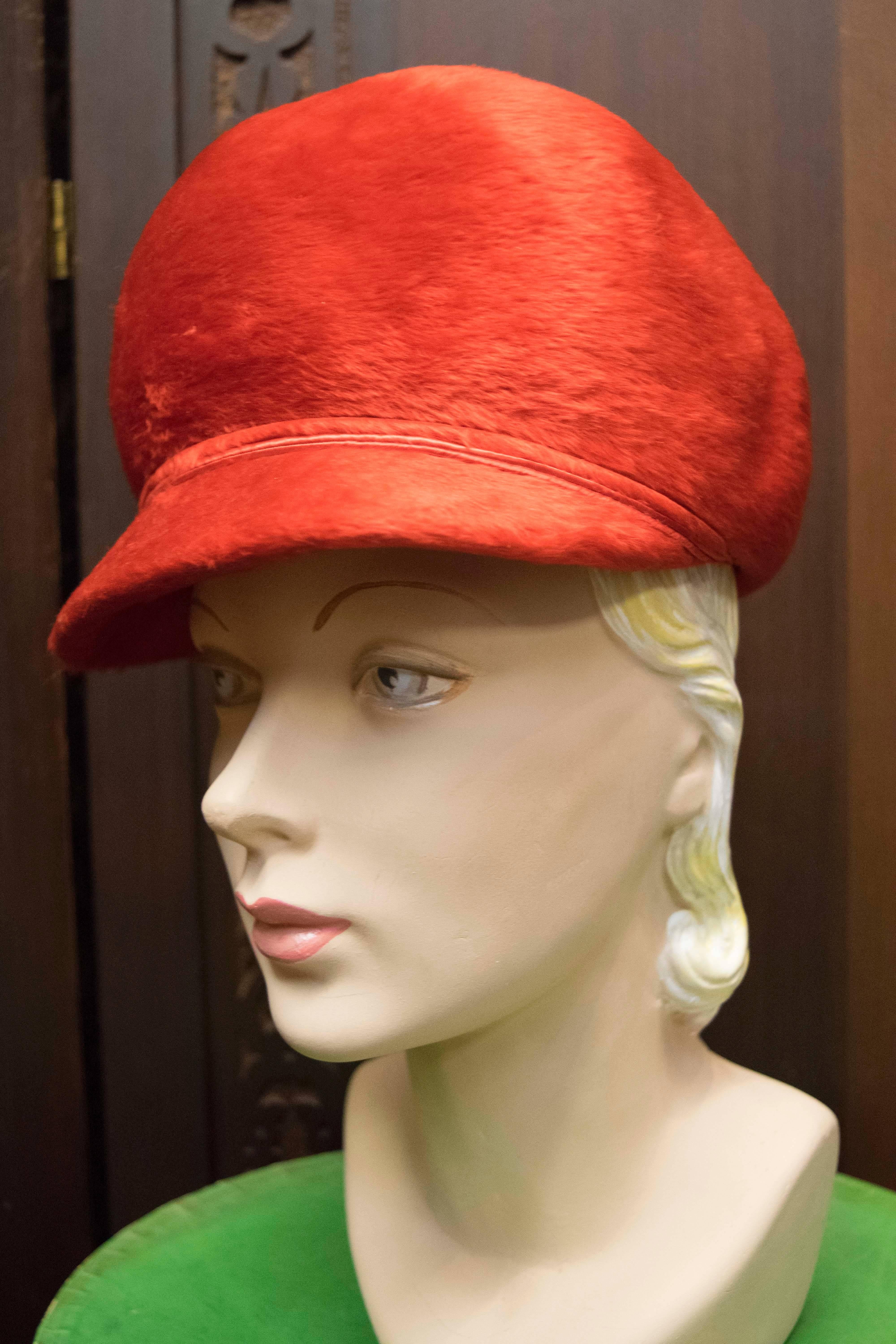 1960s Red Mod Hat with Tassel 

22.5
