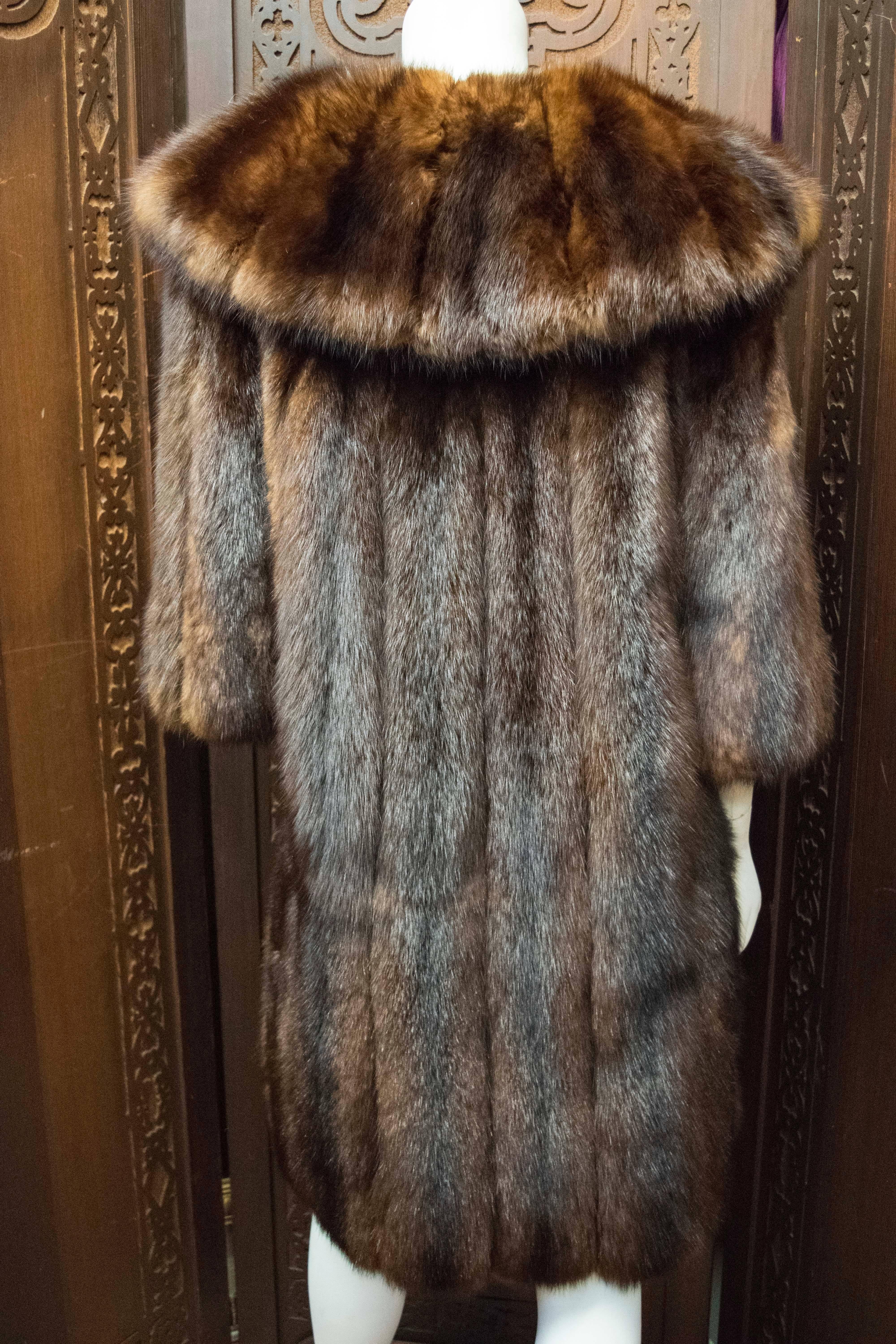 Black 1950s Sable Fur Evening Coat