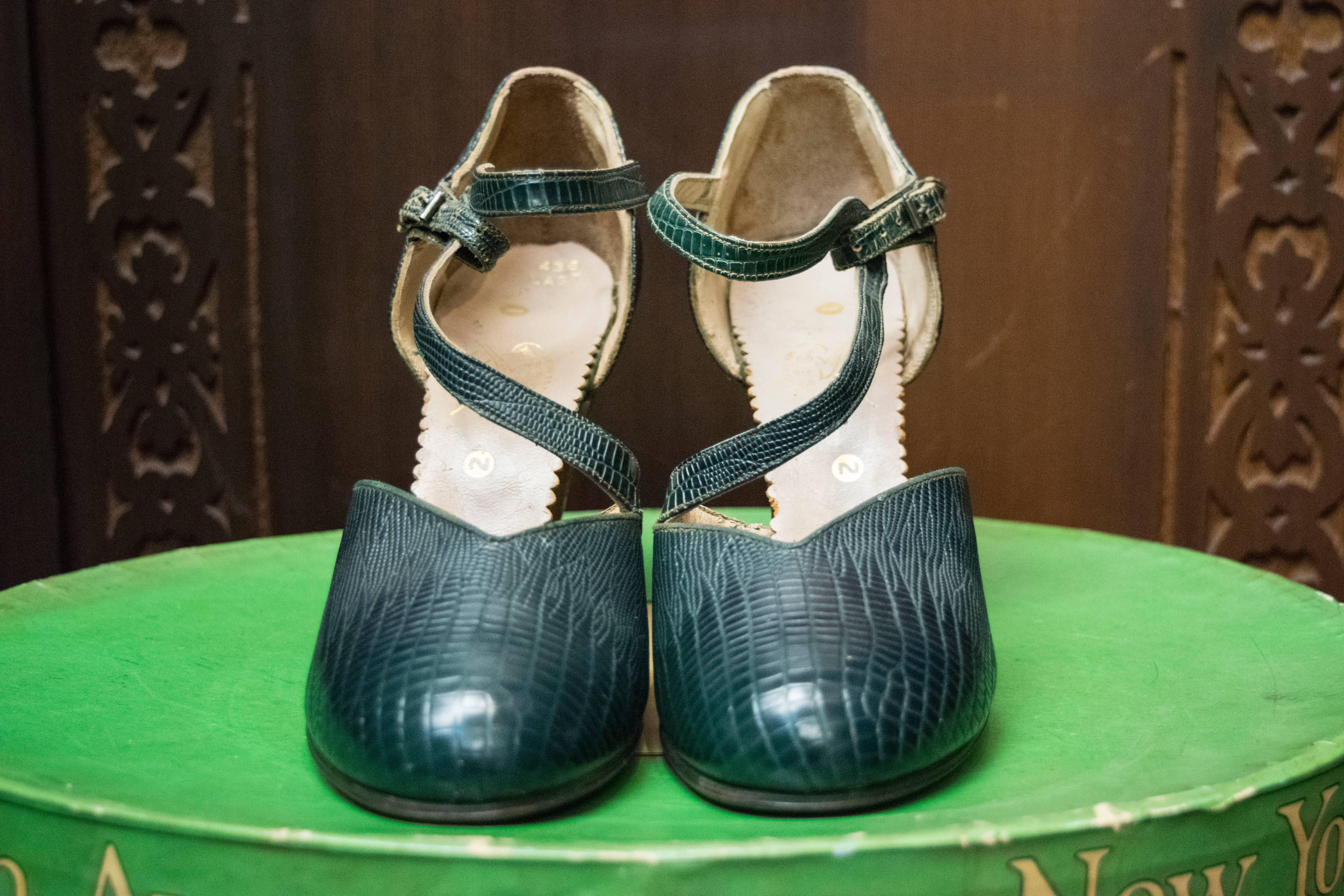 1930s Green Imitation Lizard Shoes In Excellent Condition In San Francisco, CA