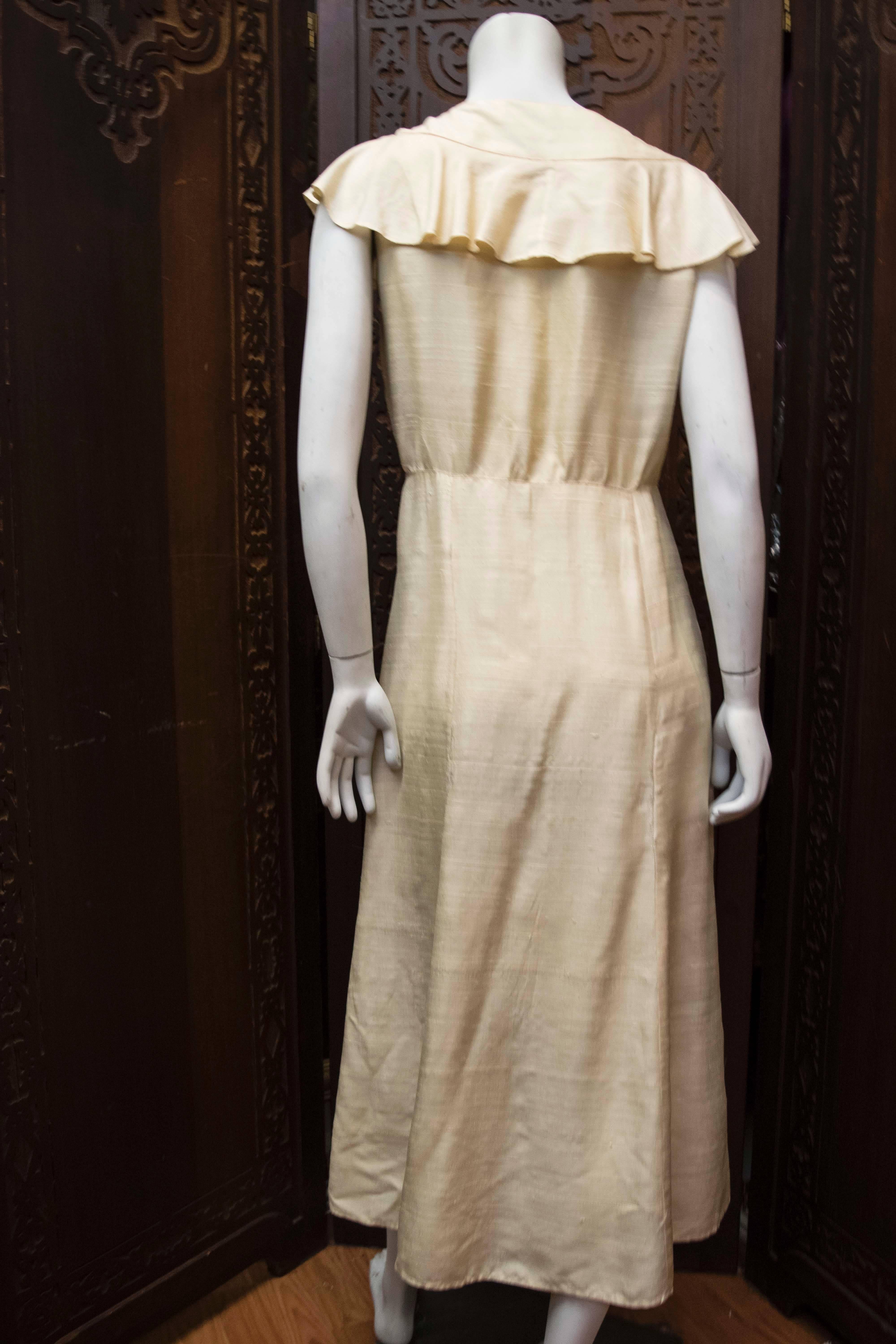 Women's Late 1920s Raw Cream Silk Dress