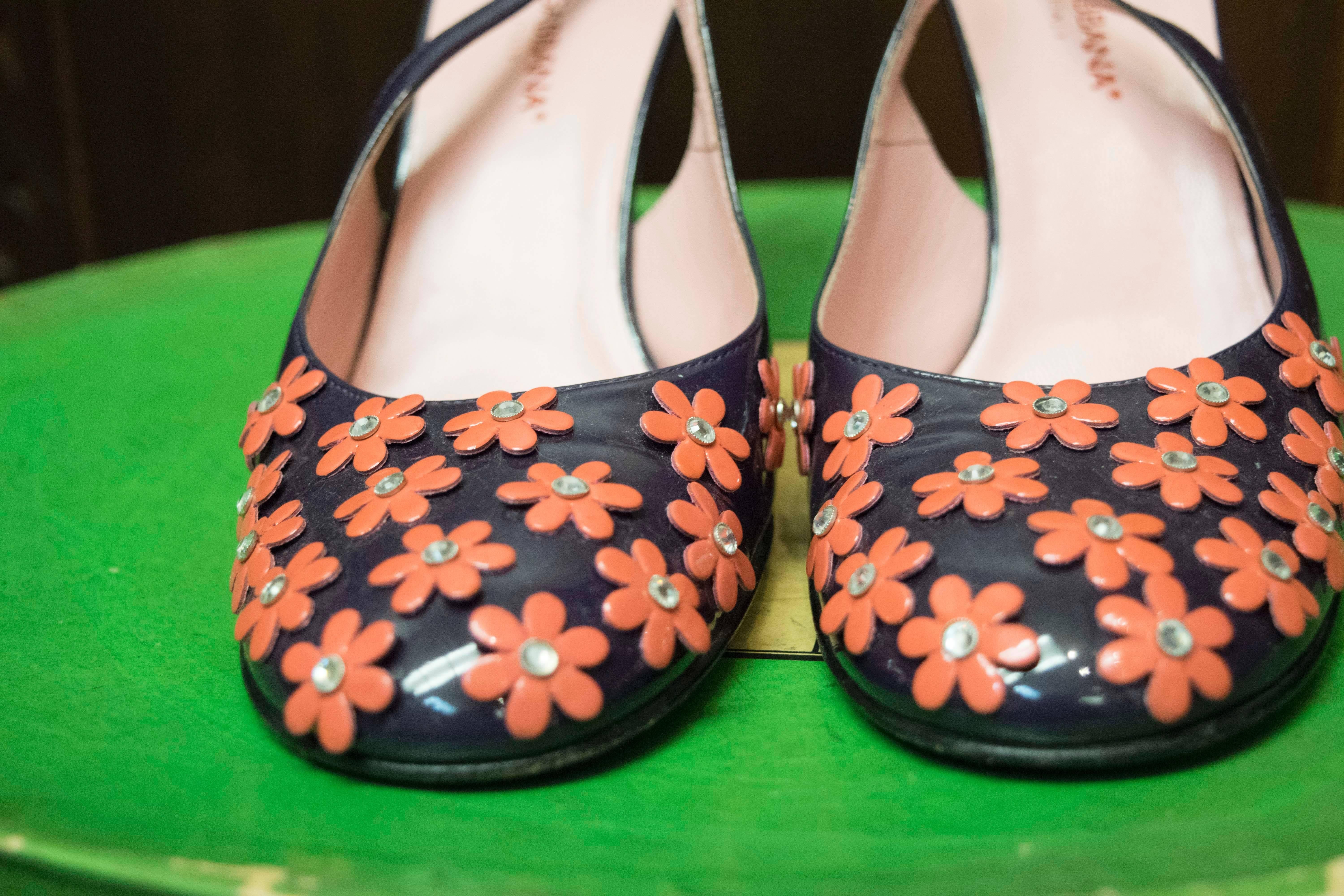 90s Dolce & Gabbana Floral Rhinstone Heels  In Excellent Condition In San Francisco, CA