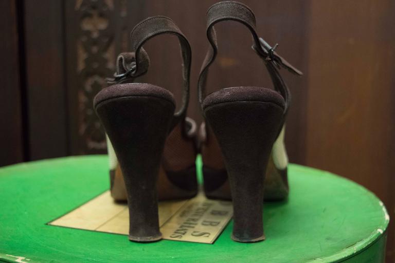 1940s Suede And Mesh Platform Shoes In Excellent Condition In San Francisco, CA