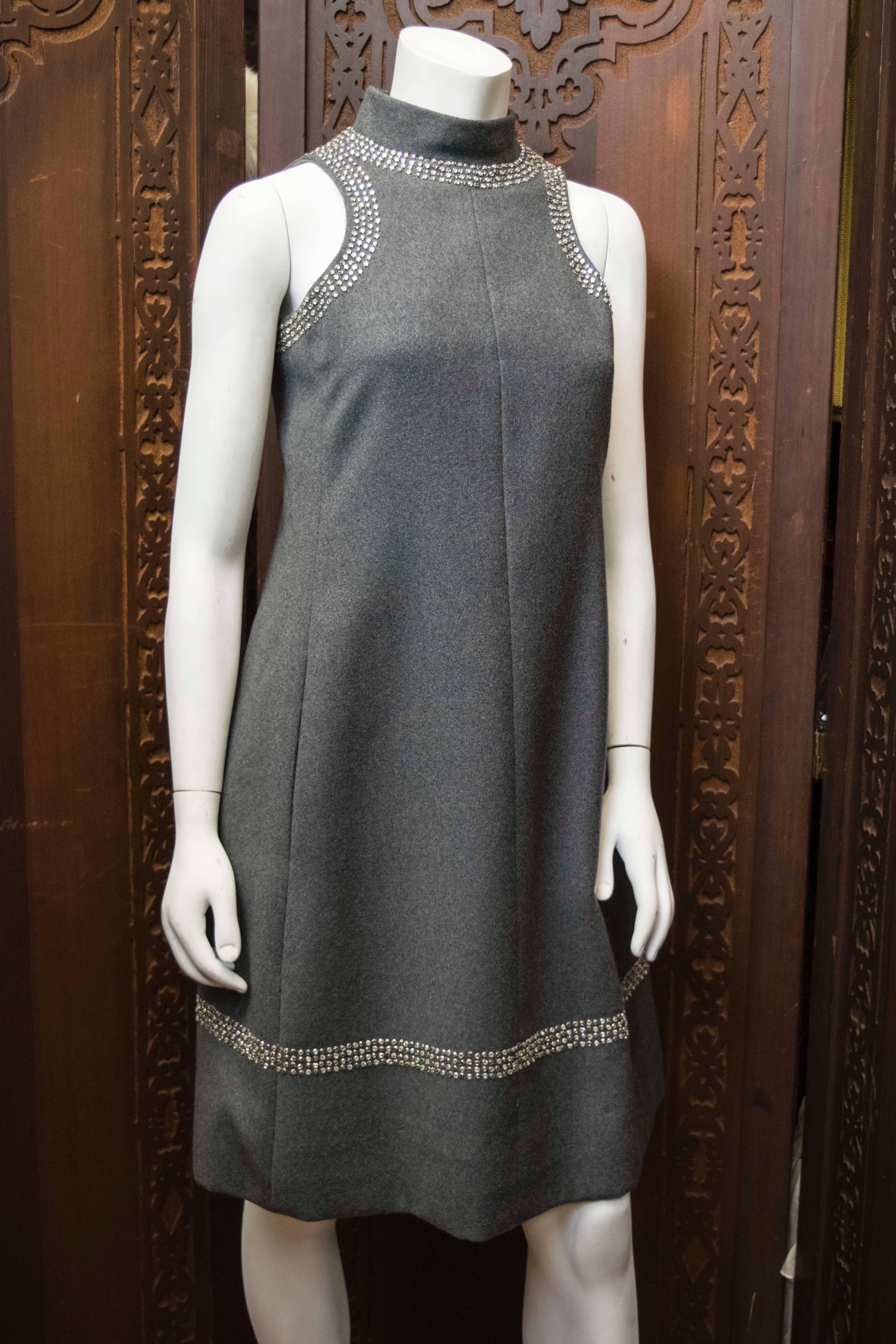 1960s Geoffrey Beene Grey Wool Mod Dress In Excellent Condition In San Francisco, CA