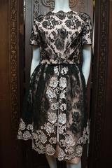 1950s Pink And Black Lace Cocktail Dress