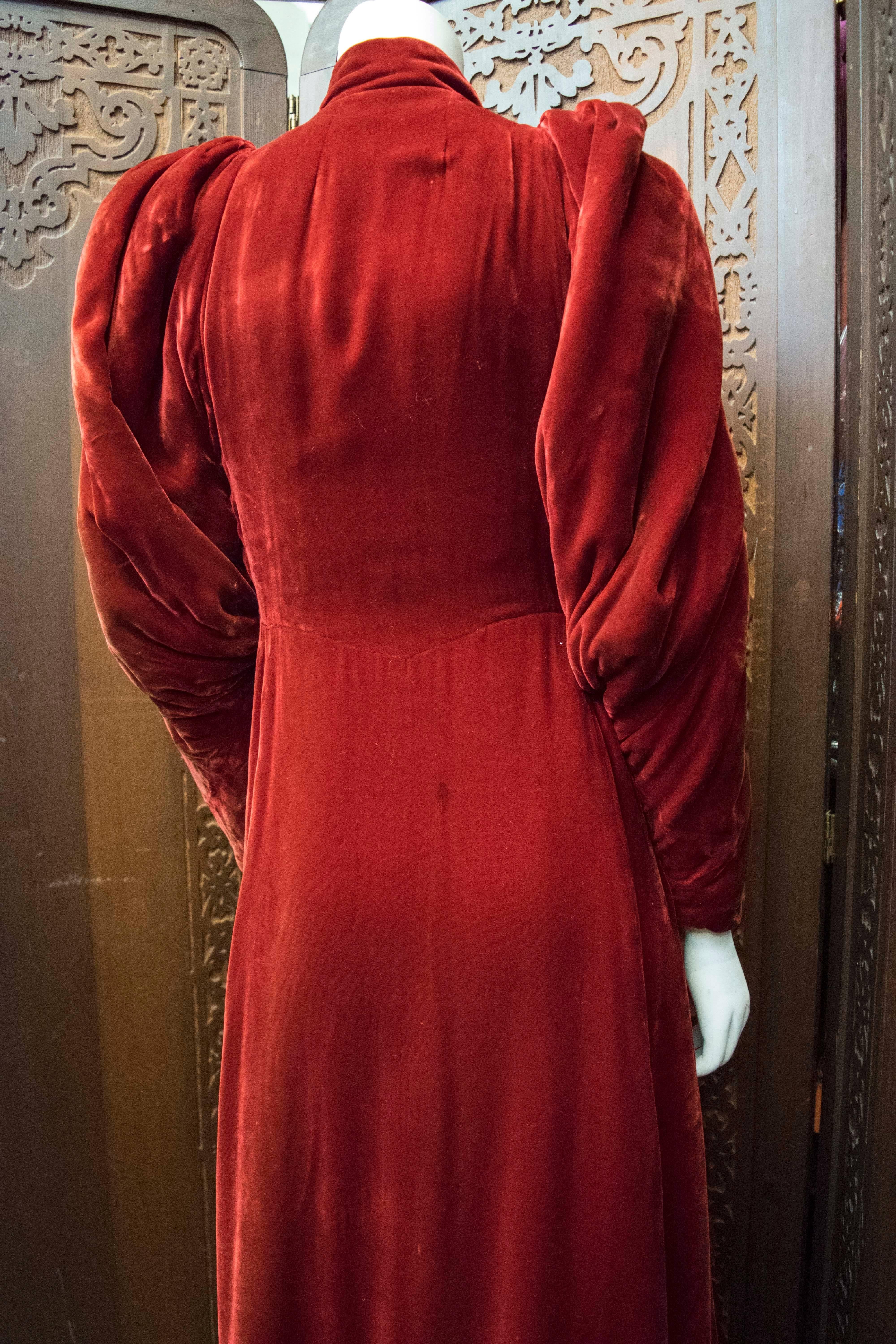 1930s Red Velvet Opera Coat  1