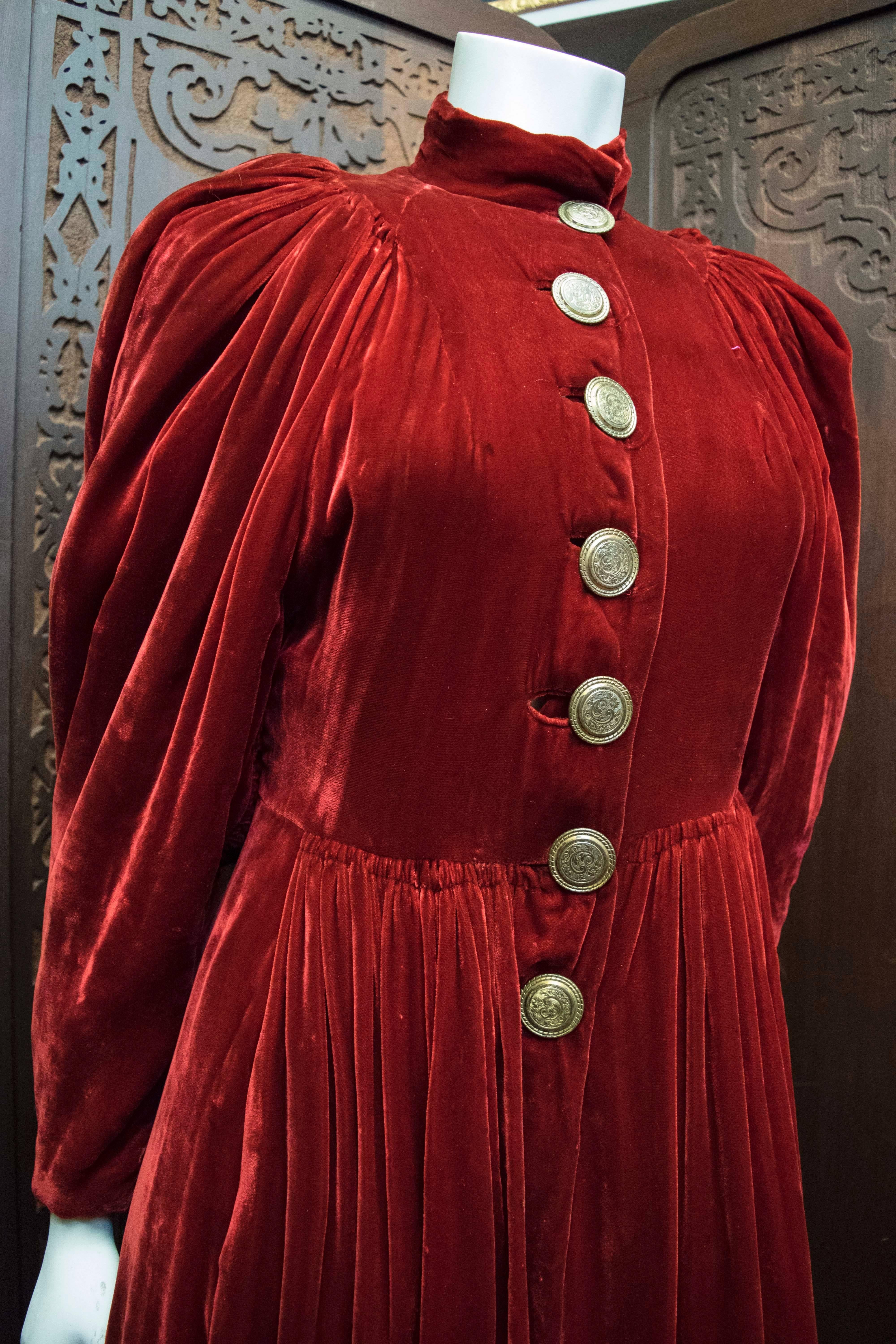 1930s Red Velvet Opera Coat  In Excellent Condition In San Francisco, CA