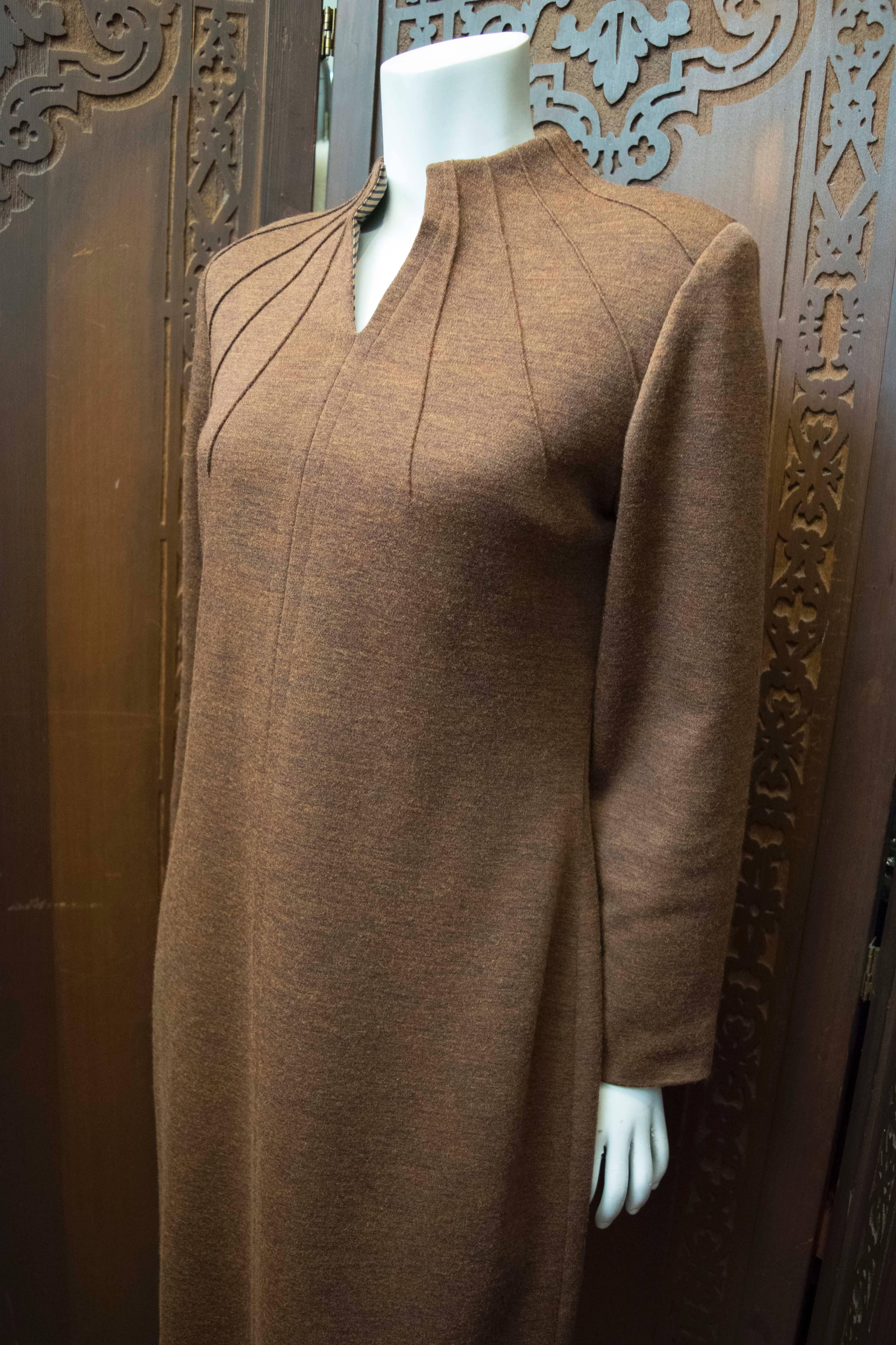 Marrone Vestito a sacco anni '80 di Carolina Herrera