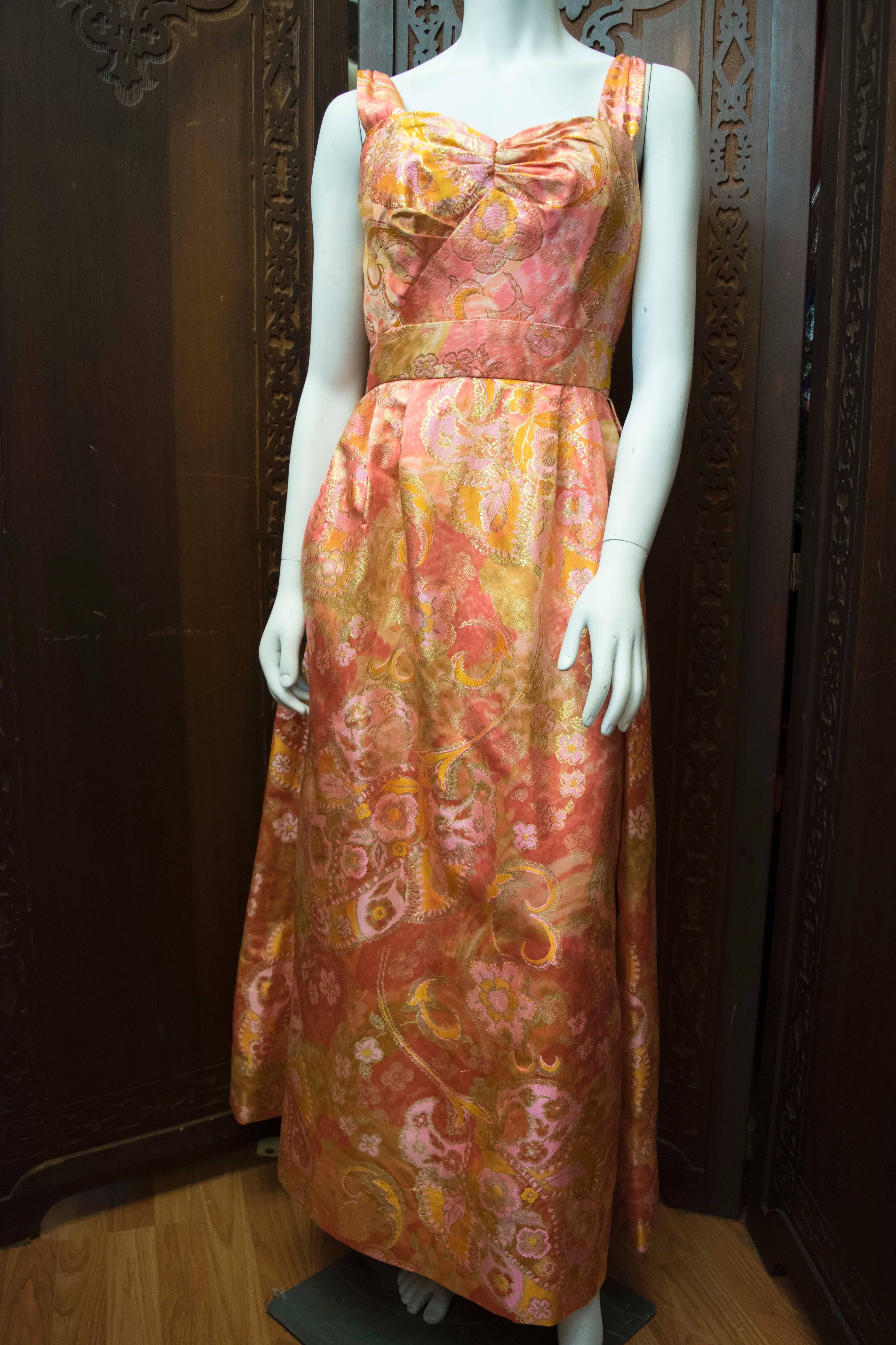 Brown 1960s Gown and Shawl  For Sale
