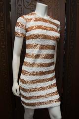 1960s Orange & White Sequined Party Dress