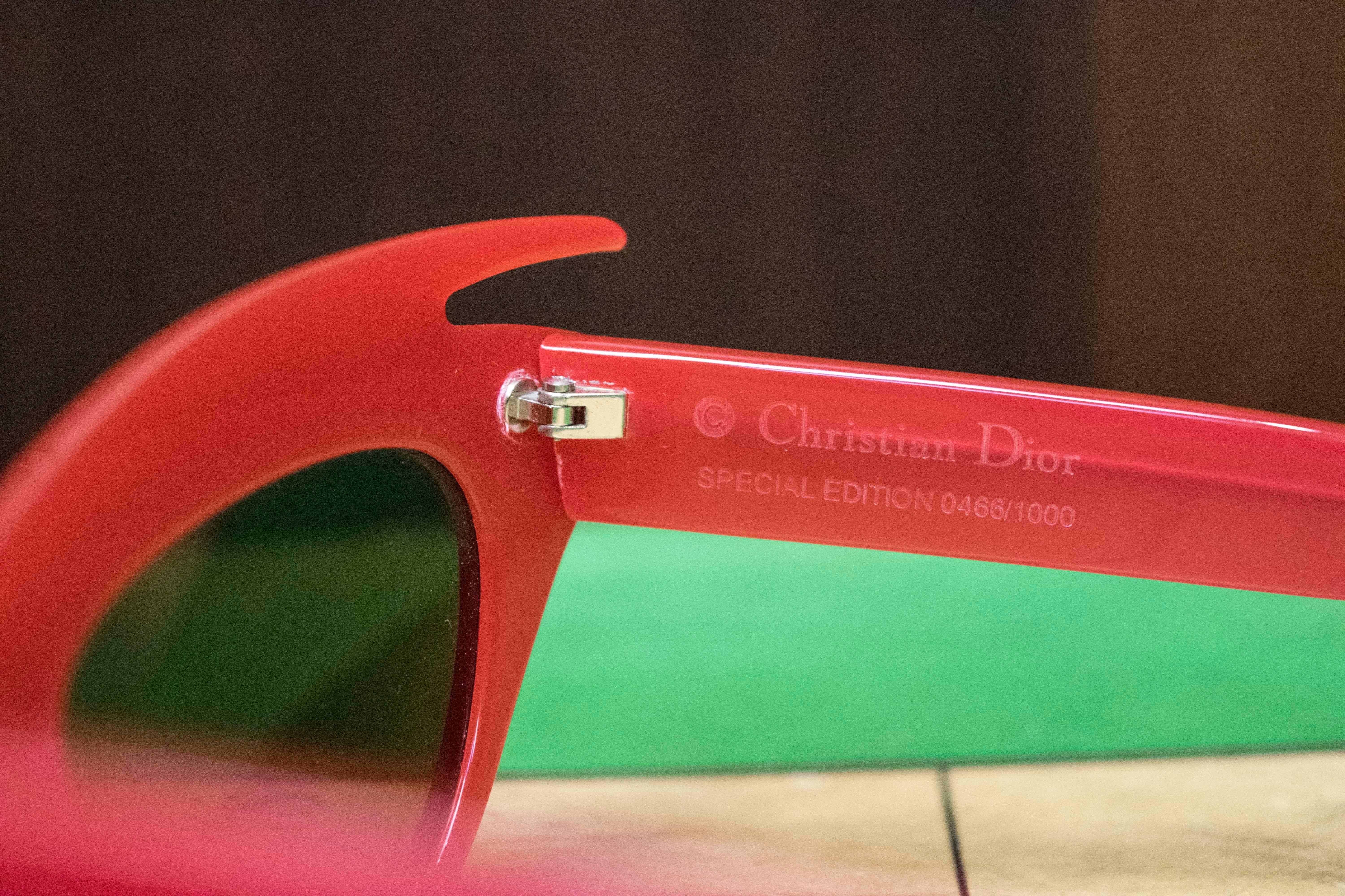 Miss Dior Cherie Limited Edition Raspberry Red Cat Eye Sunglasses In Excellent Condition In San Francisco, CA