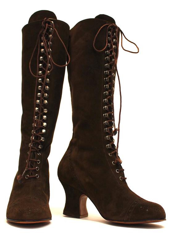 60s Handmade Mod Suede Lace Up Boots For Sale at 1stdibs