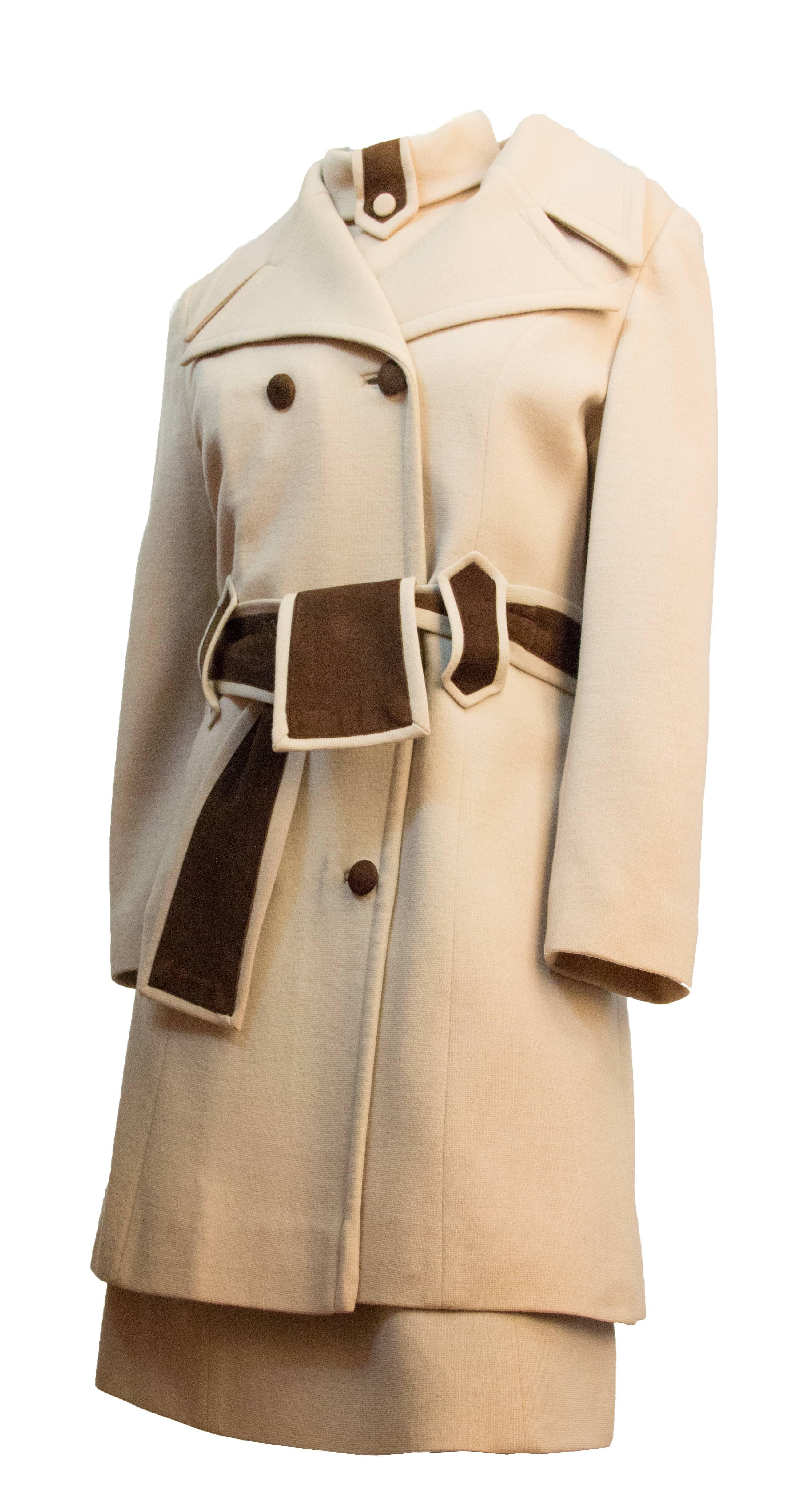 70s Lilli Ann Knits Tan Dress 
Jacket Set