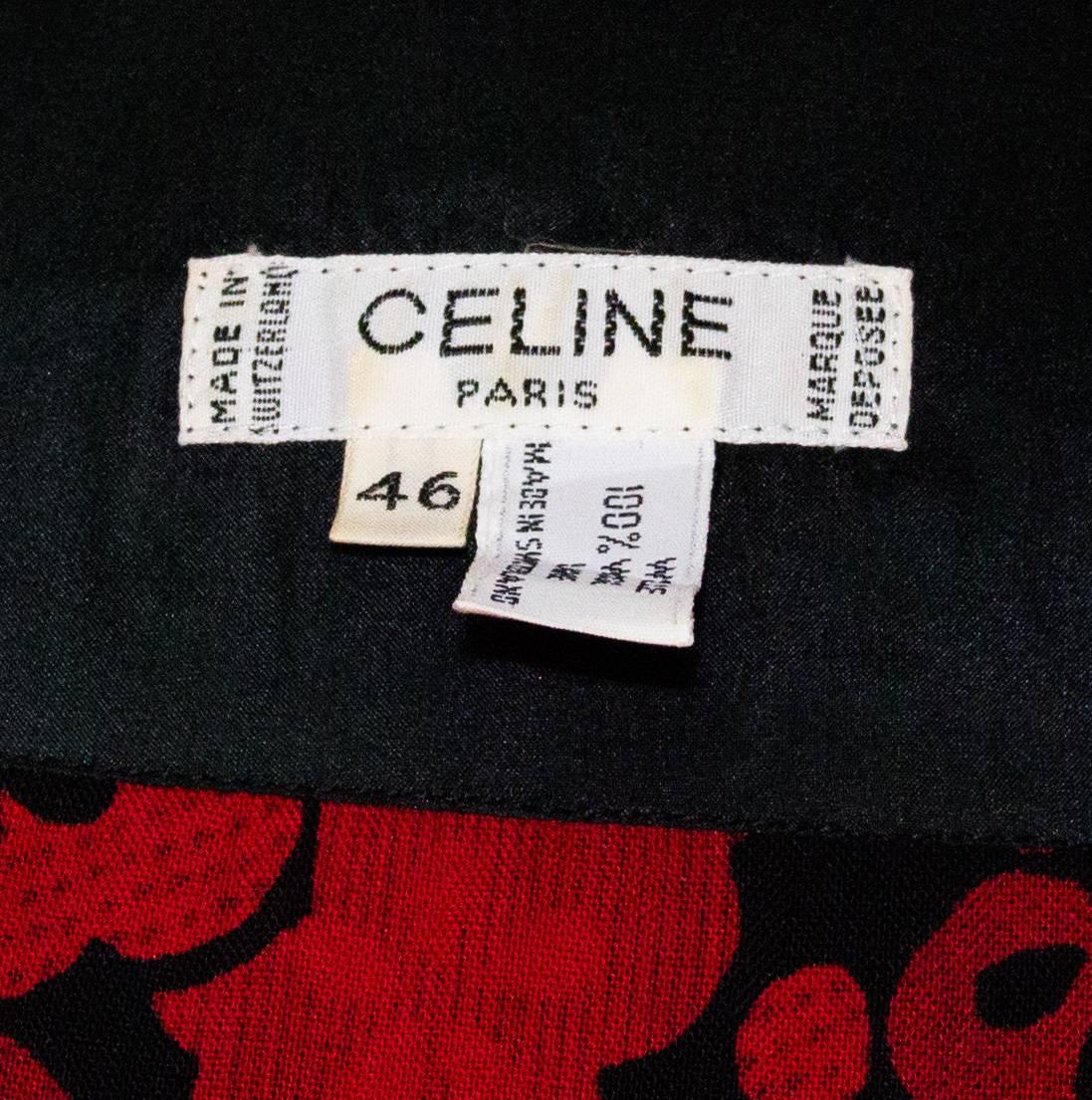 Donna Set due pezzi Celine anni '80 in lana rossa e nera con rifiniture in velluto in vendita
