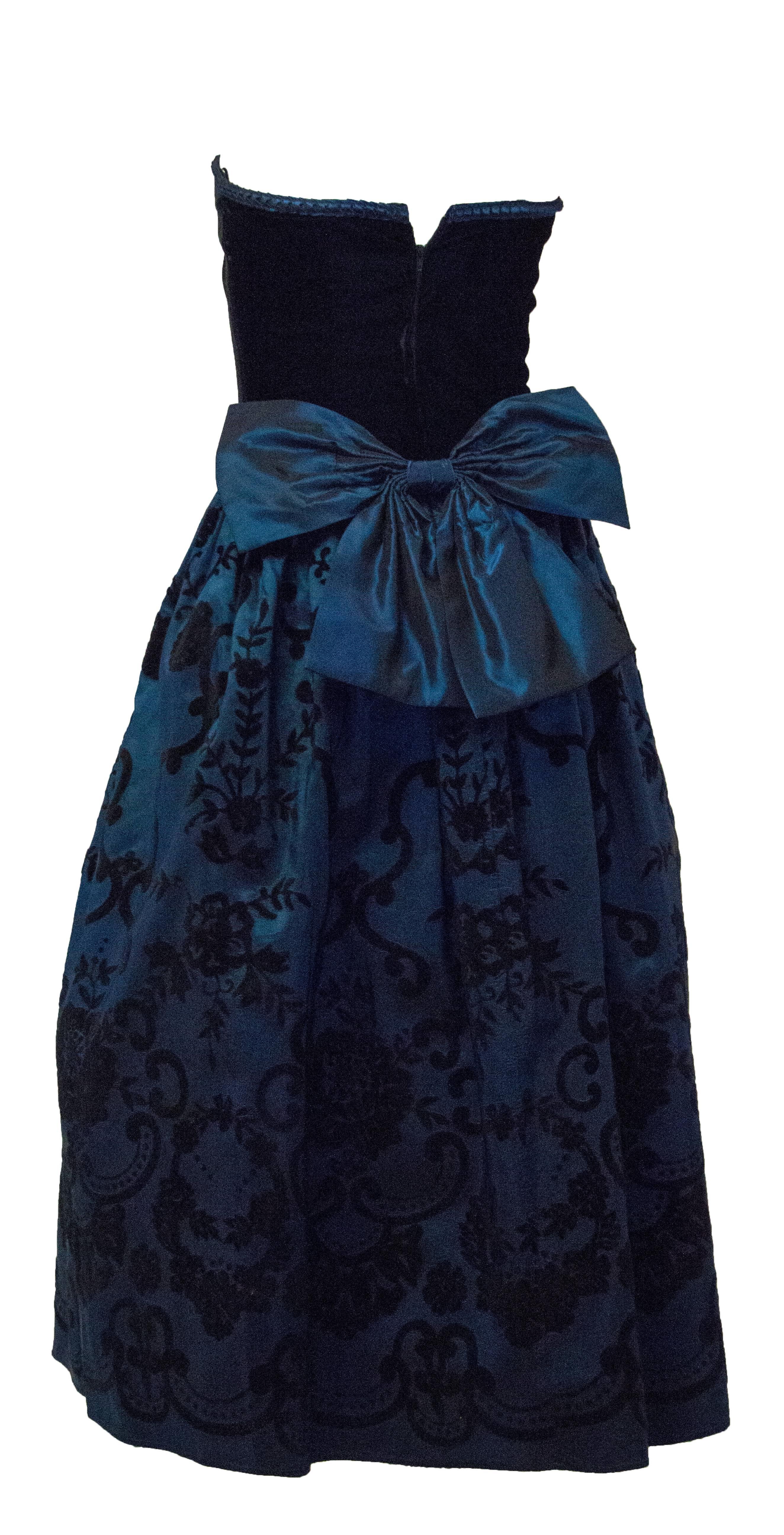 midnight blue strapless neckline dress by roberto cavalli