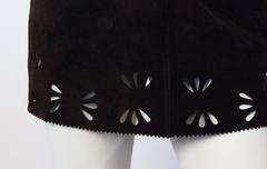 60s Brown Suede Mini Skirt with Cut Outs
