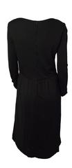 Ceil Chapman - Robe en jersey de soie noire avec ornements en strass, années 70